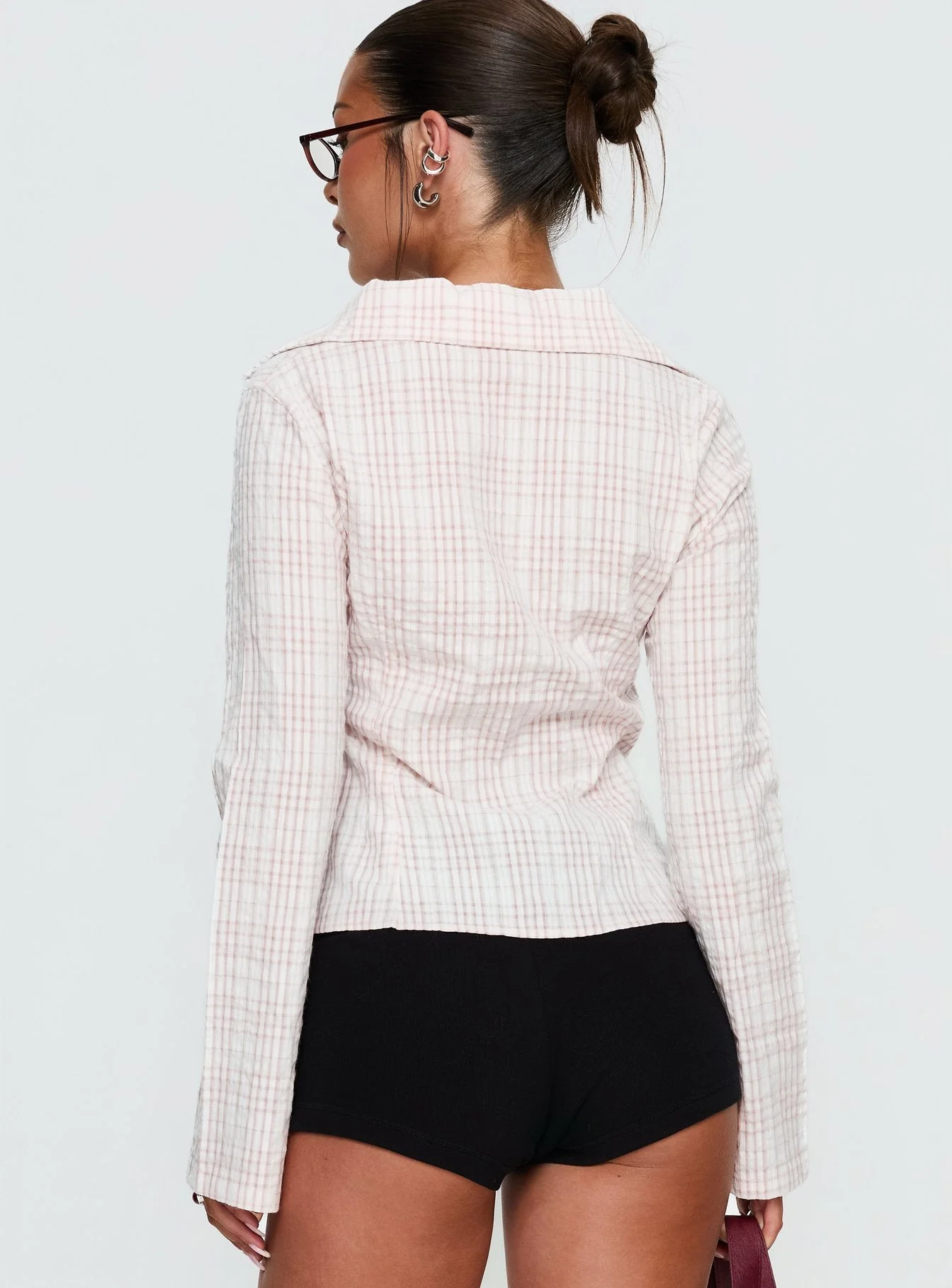Cottesloe Long Sleeve Blouse Top Pink Check - Image 5