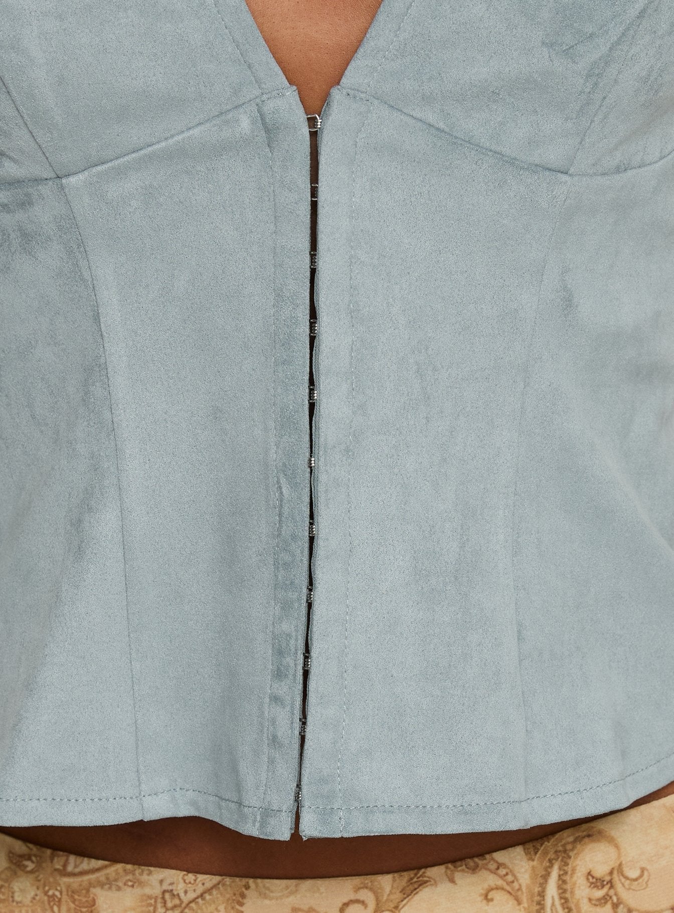 Dalyah Faux Suede Halter Top Soft Blue - Image 7