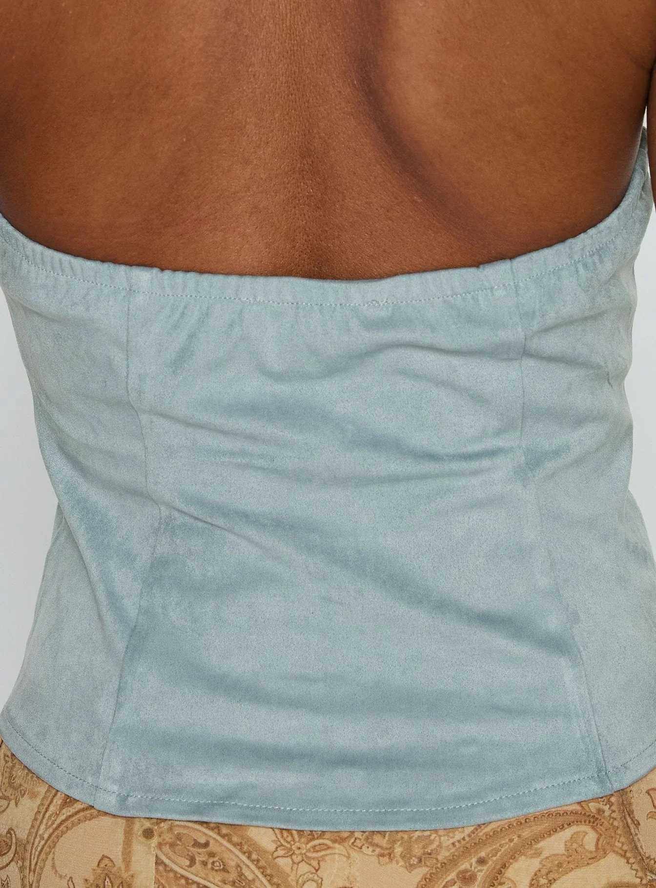 Dalyah Faux Suede Halter Top Soft Blue - Image 8