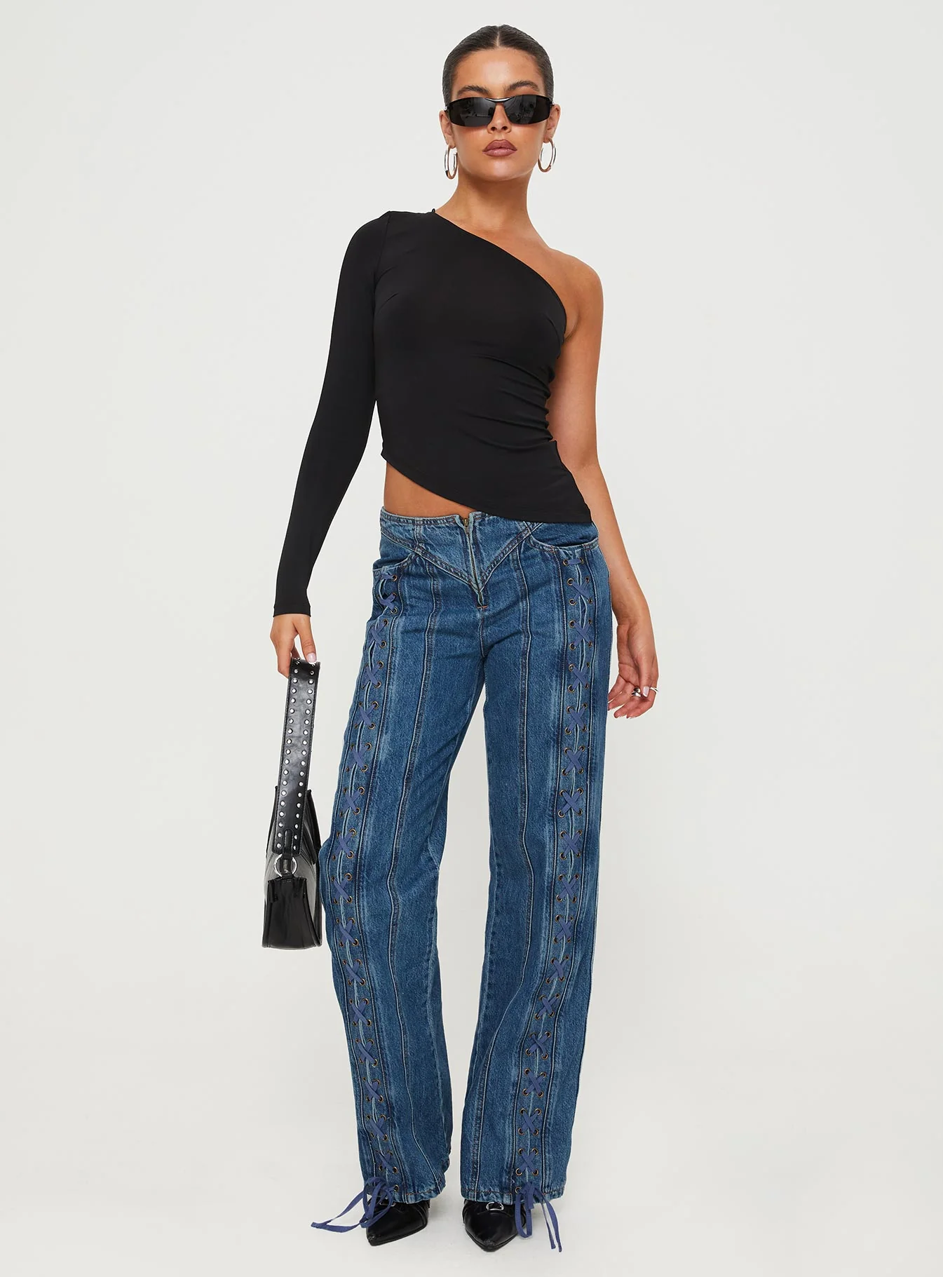 Day Dream Mid Rise Straight Leg Jeans Dark Blue Wash - Image 4
