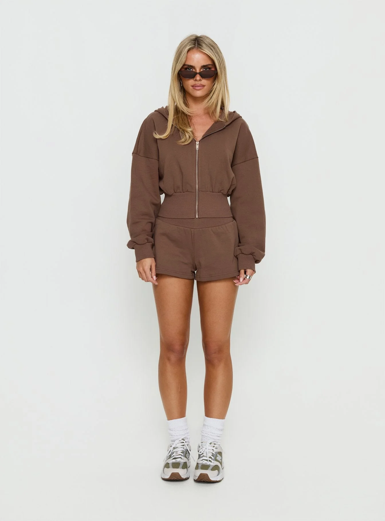 Daytime Cropped Blouson Hoodie Cocoa - Image 7