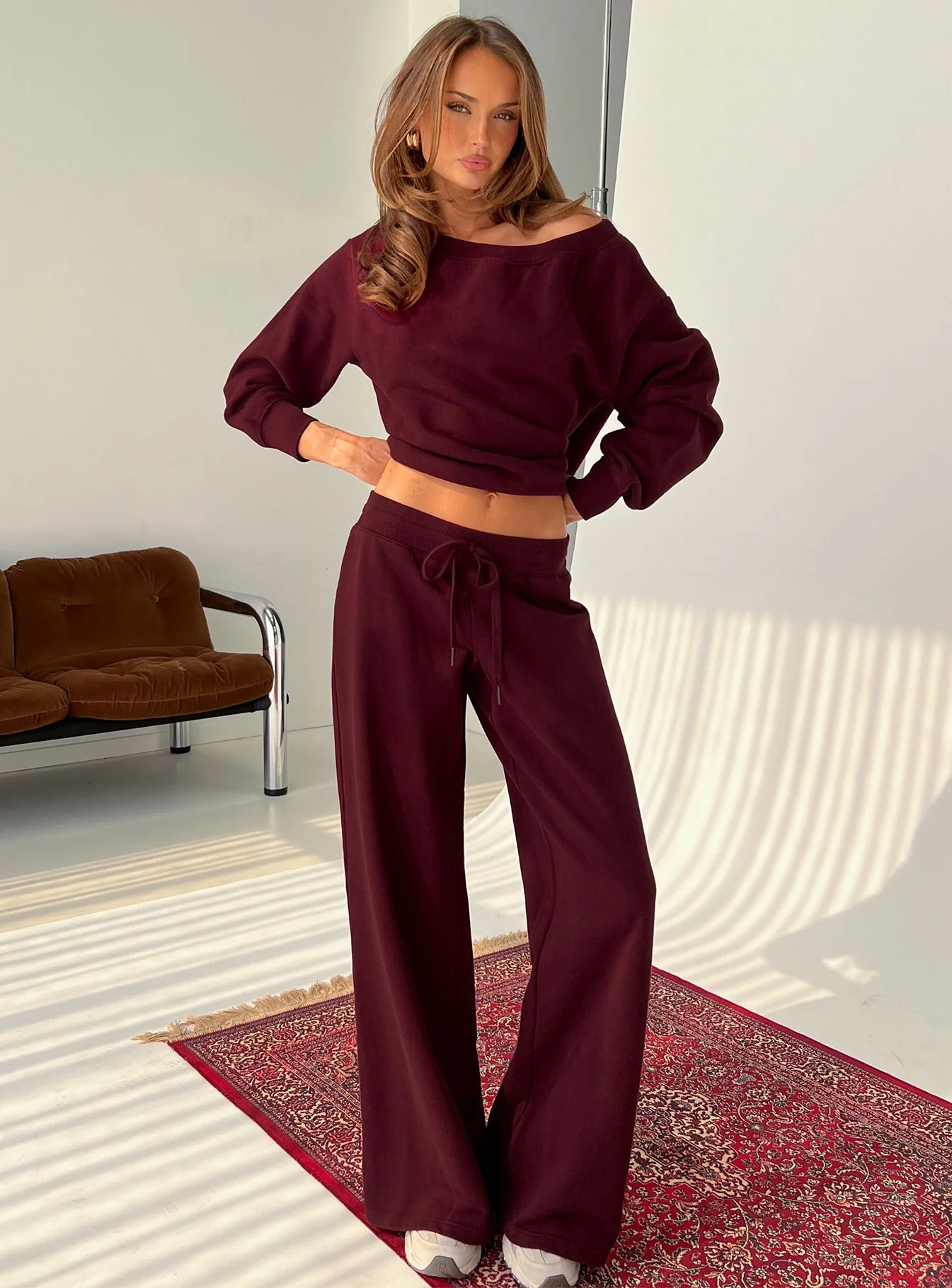 Dodie Wide Leg Trousers Washed Currant - Image 8