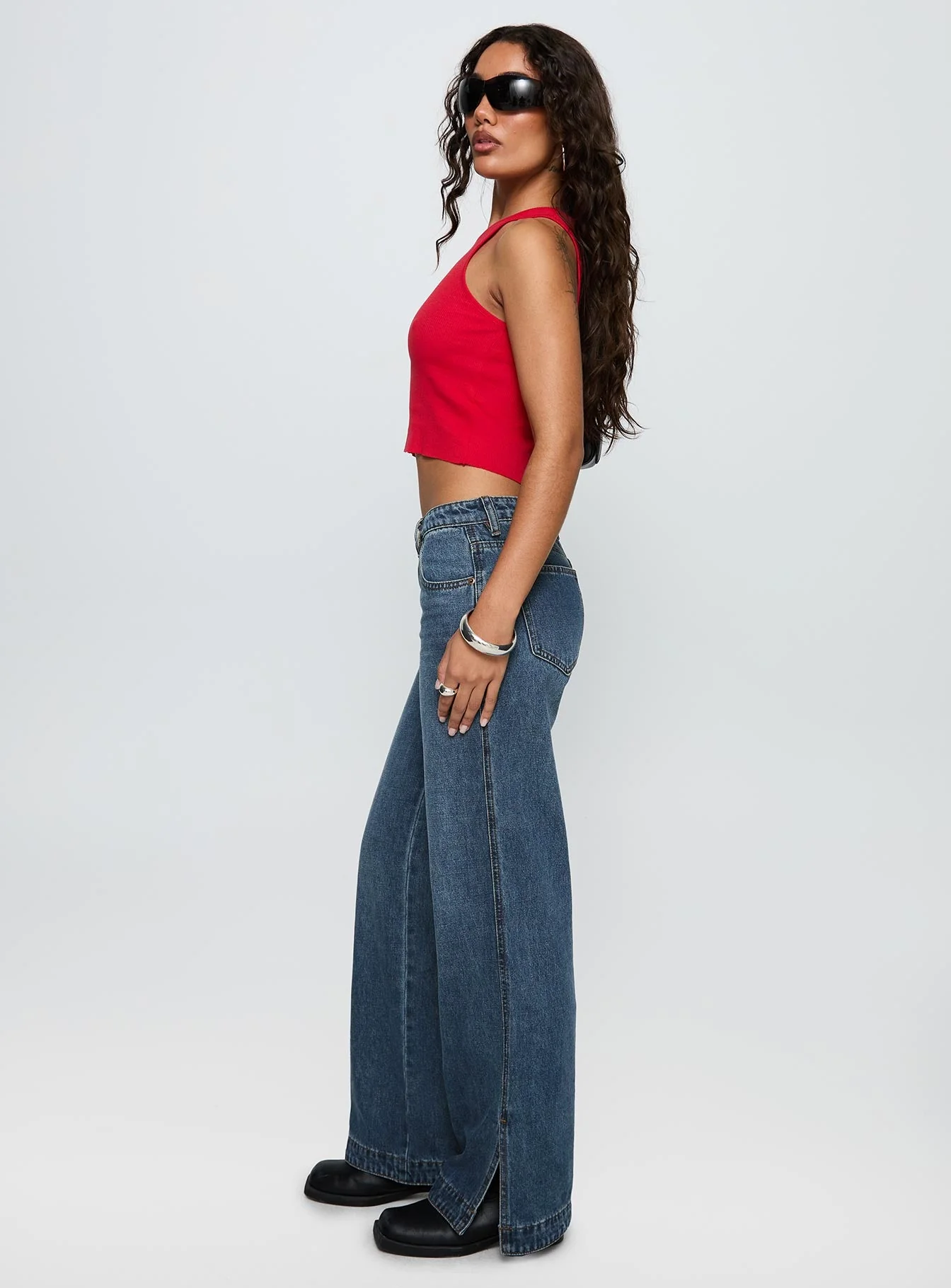 Dog Days Mid Rise Straight Leg Jeans Dark Blue Wash - Image 4