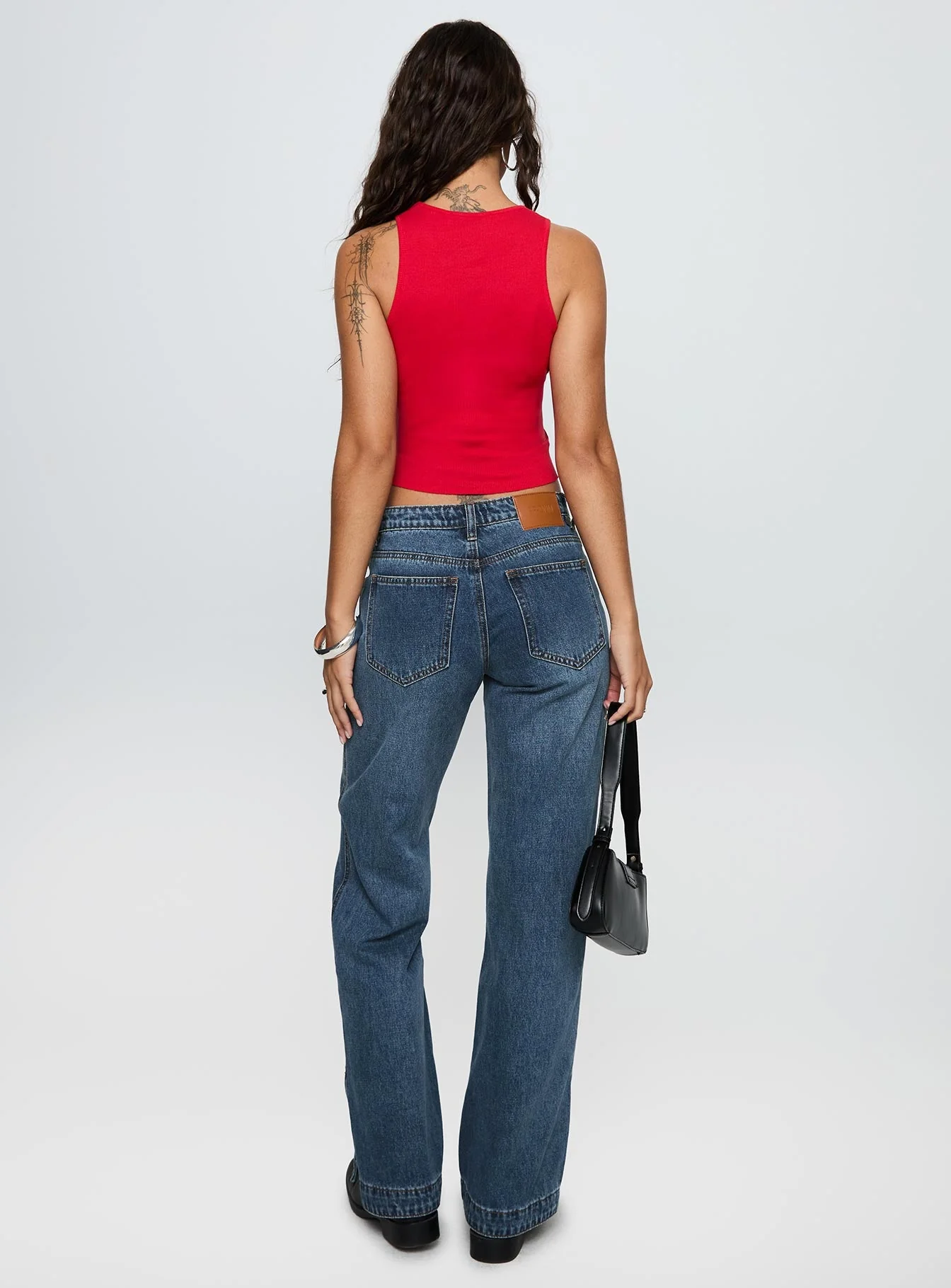 Dog Days Mid Rise Straight Leg Jeans Dark Blue Wash - Image 5