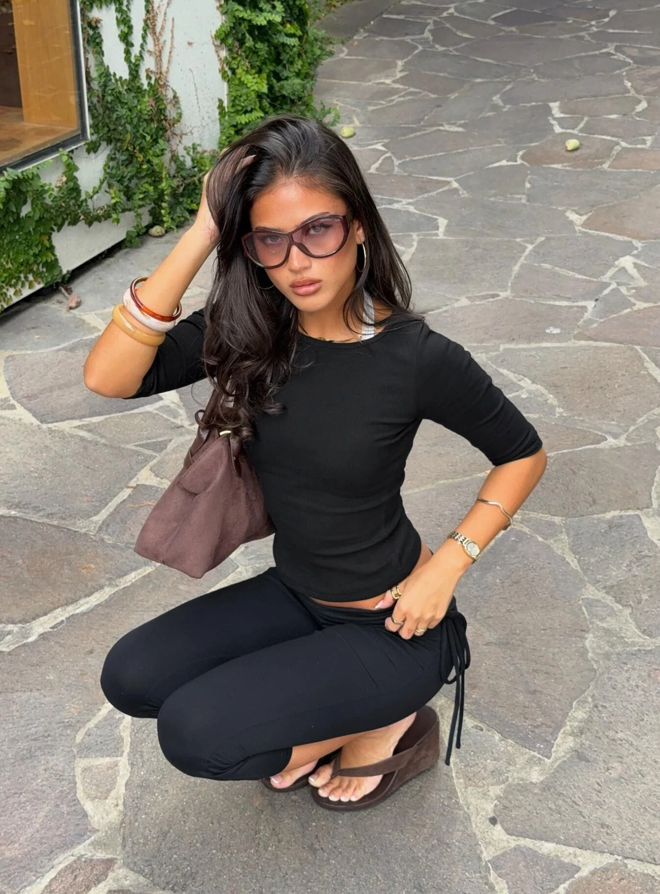 Elaia 3/4 Sleeve Top Black - Image 12