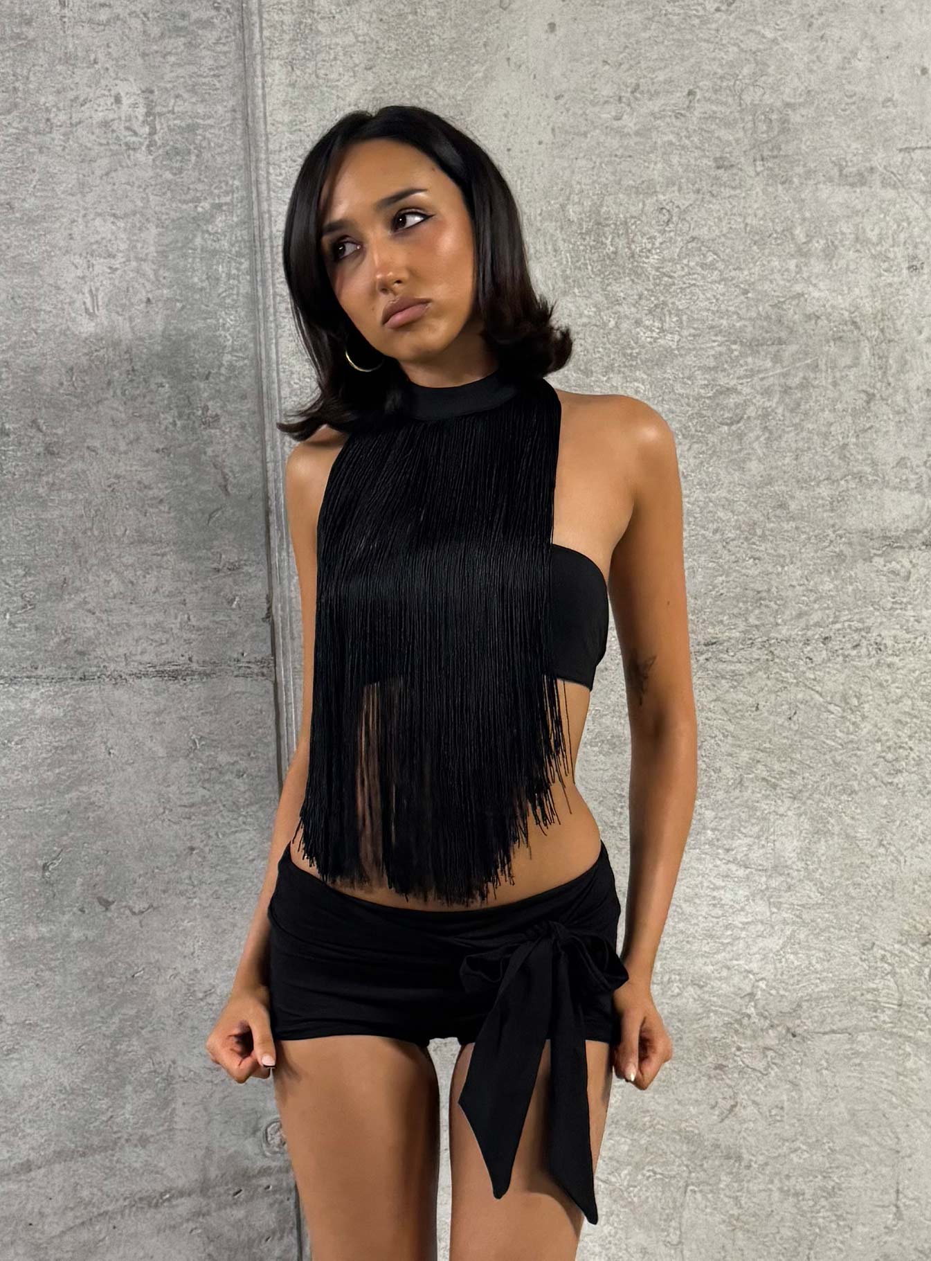Eldric Tie Waist Micro Shorts Black - Image 10