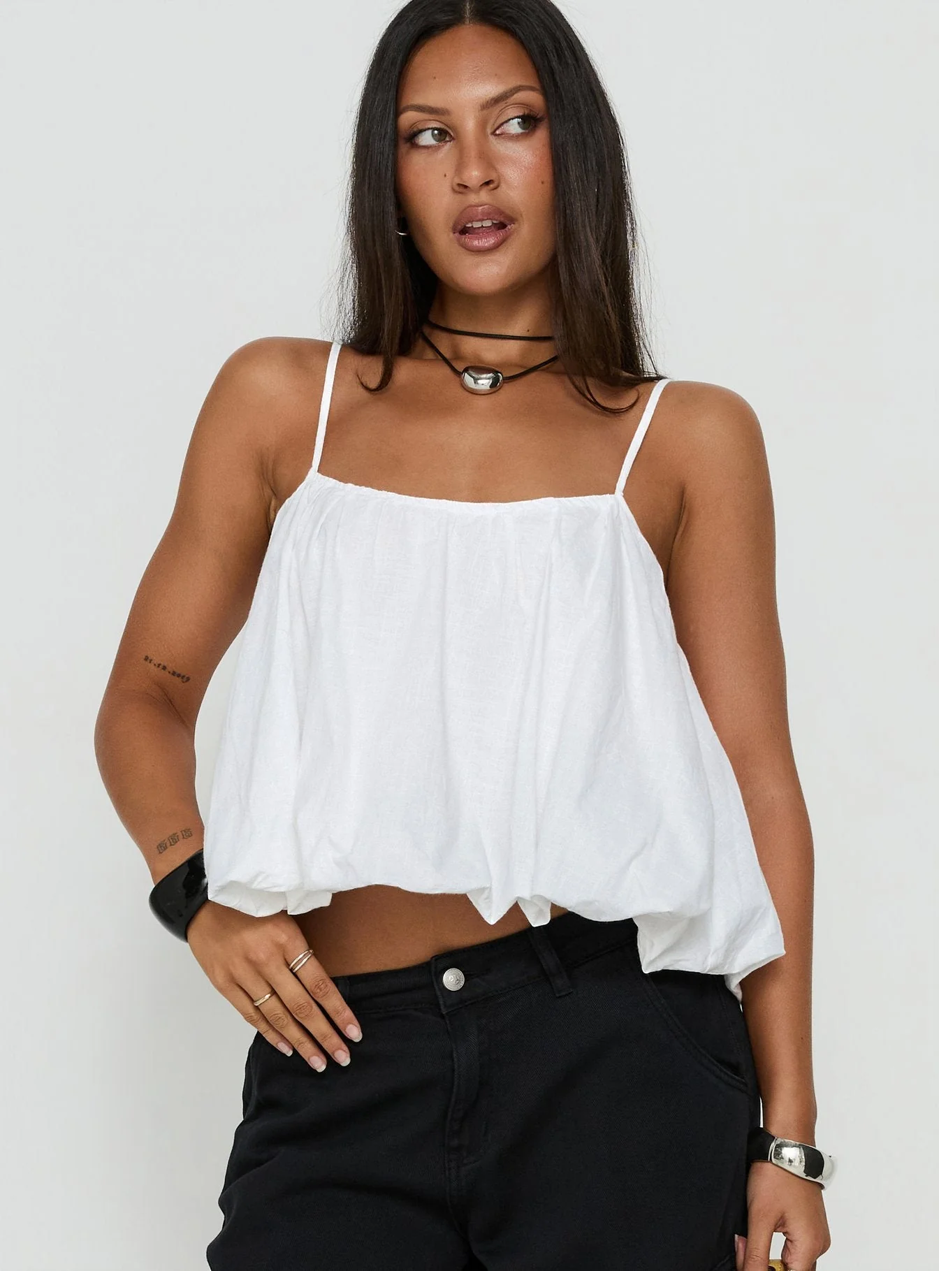 Elfina Babydoll Bubble Top White - Image 2