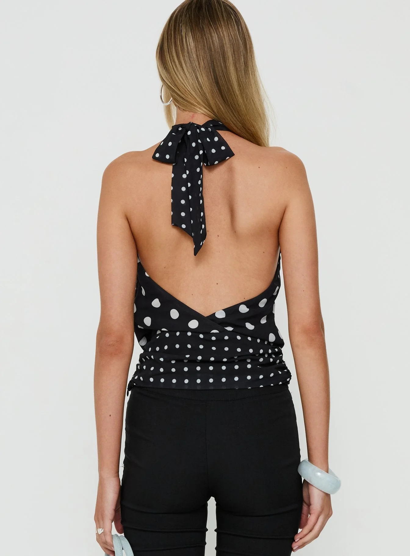 Eliannah High Neck Sleeveless Top Black Polka Dot - Image 4
