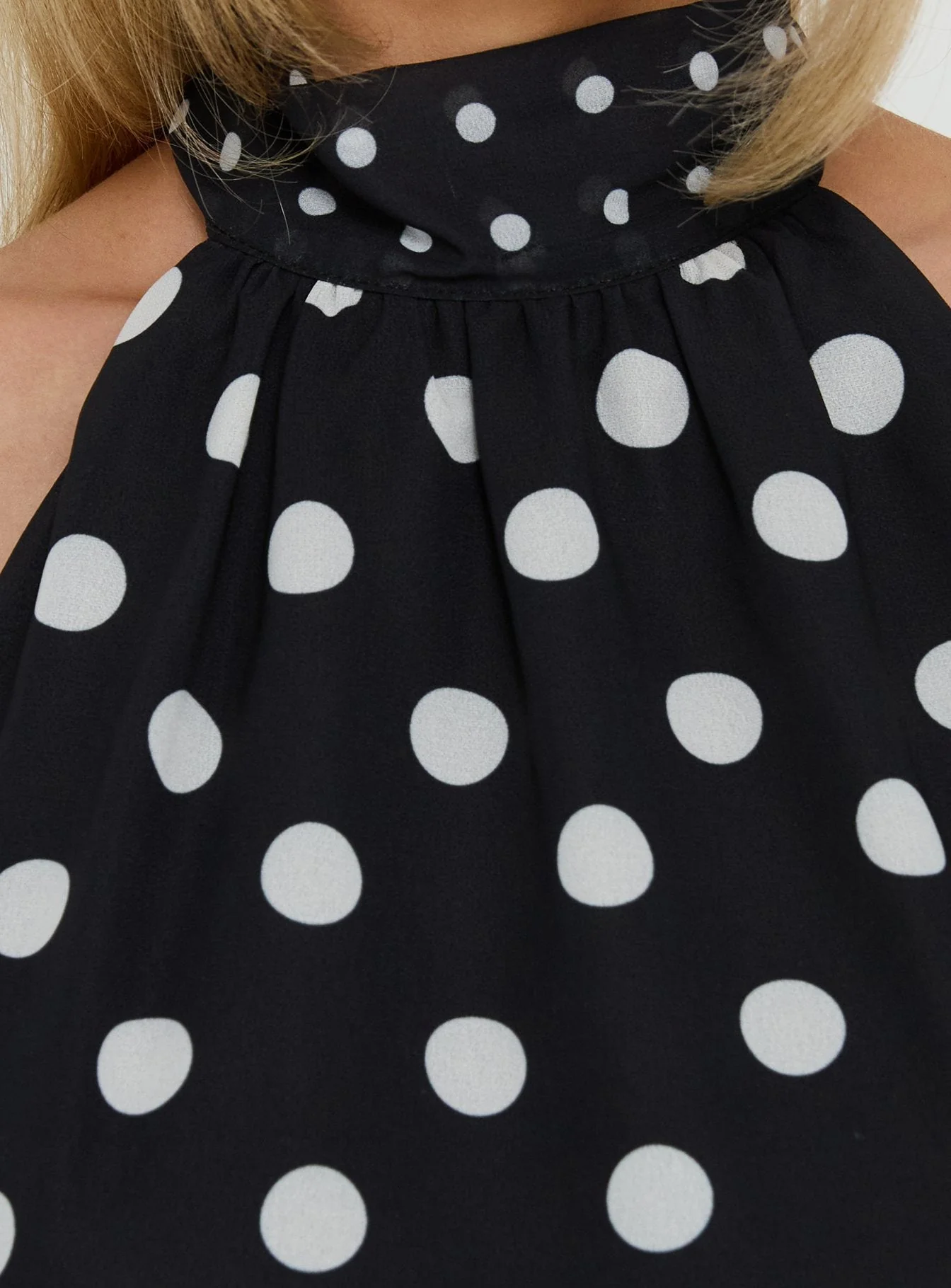 Eliannah High Neck Sleeveless Top Black Polka Dot - Image 5