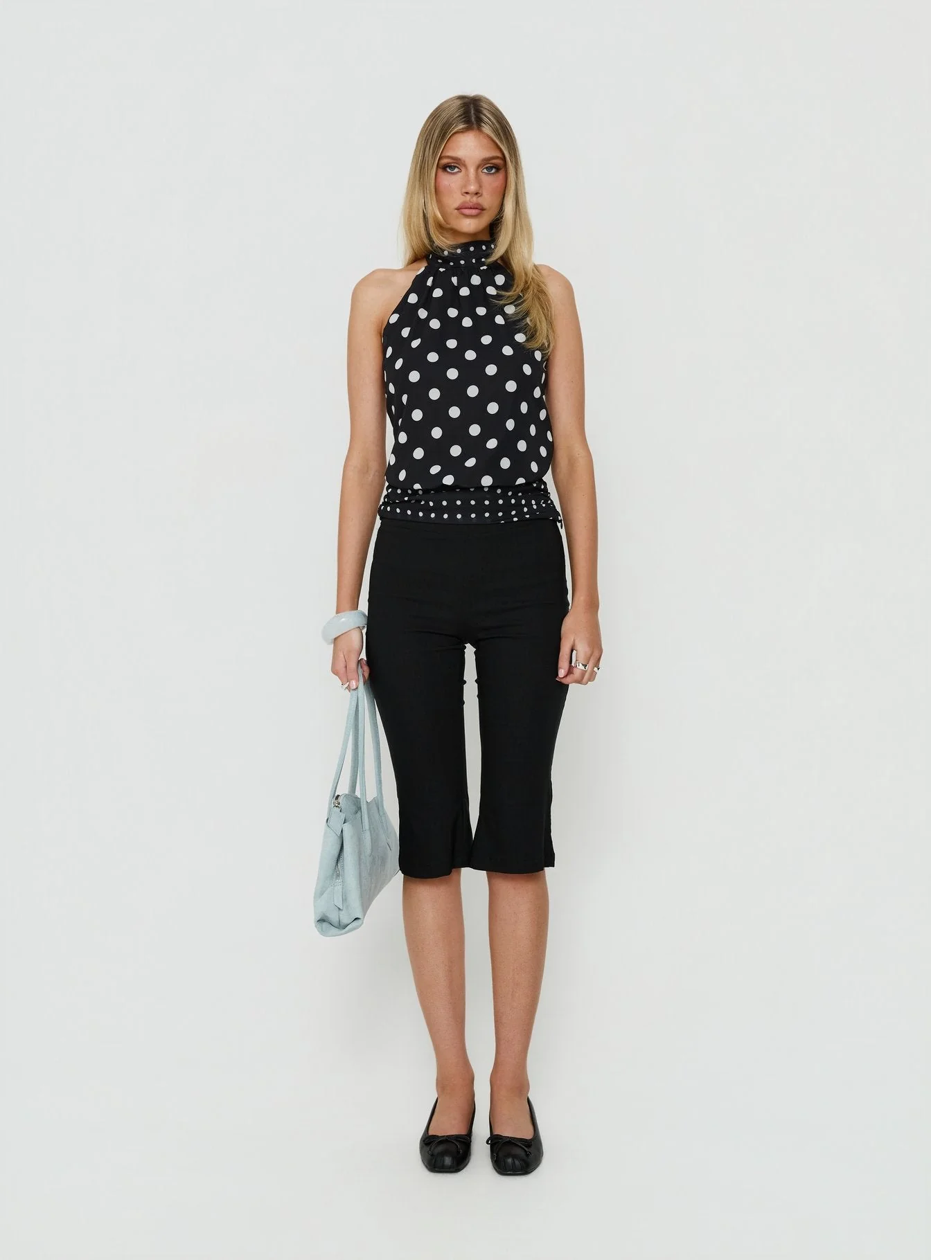 Eliannah High Neck Sleeveless Top Black Polka Dot - Image 6