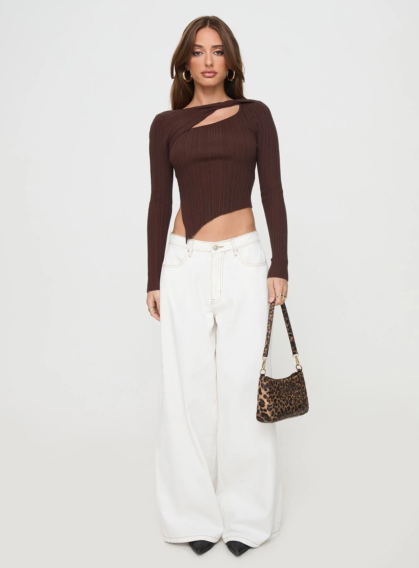 Ellara Long Sleeve Top Brown - Image 7