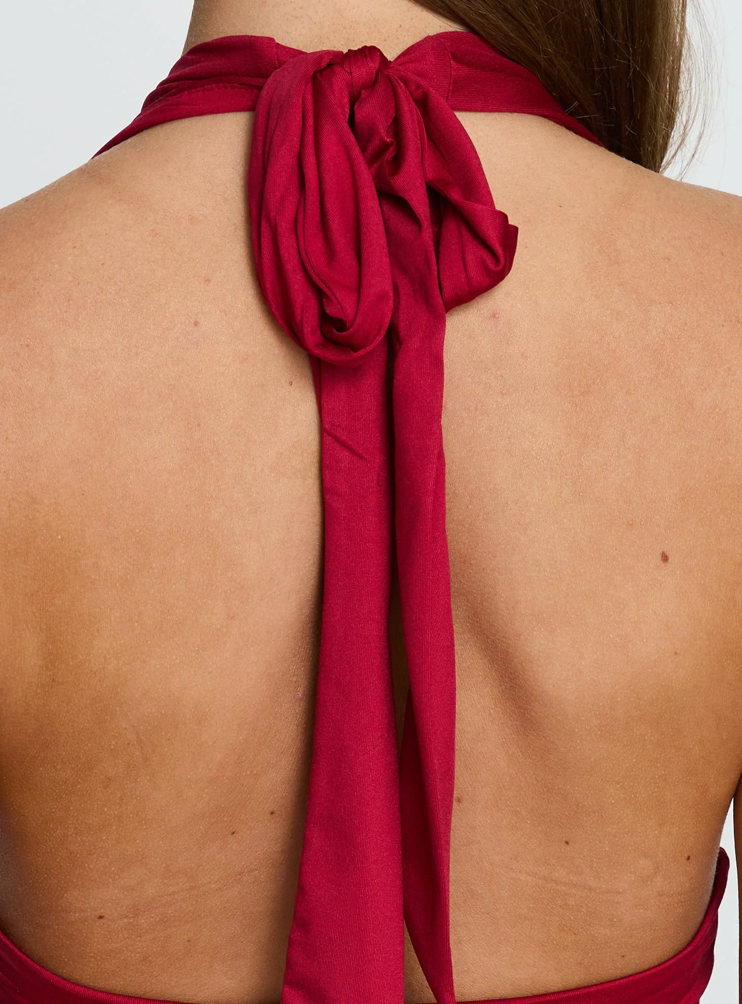 Emara Halter Asymmetrical Midi Dress Red - Image 8