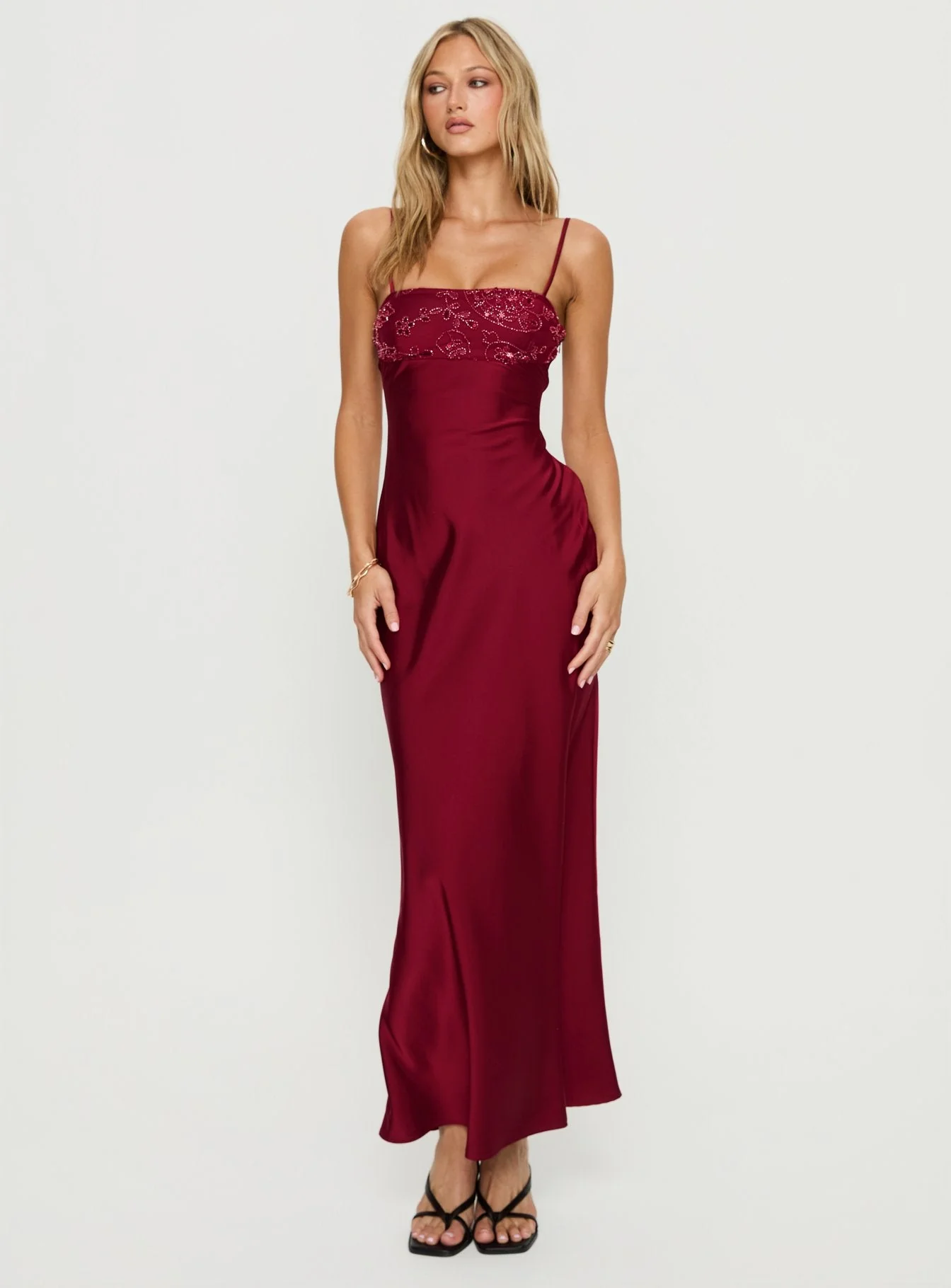 Engracia Sequin Maxi Dress Burgundy - Image 2