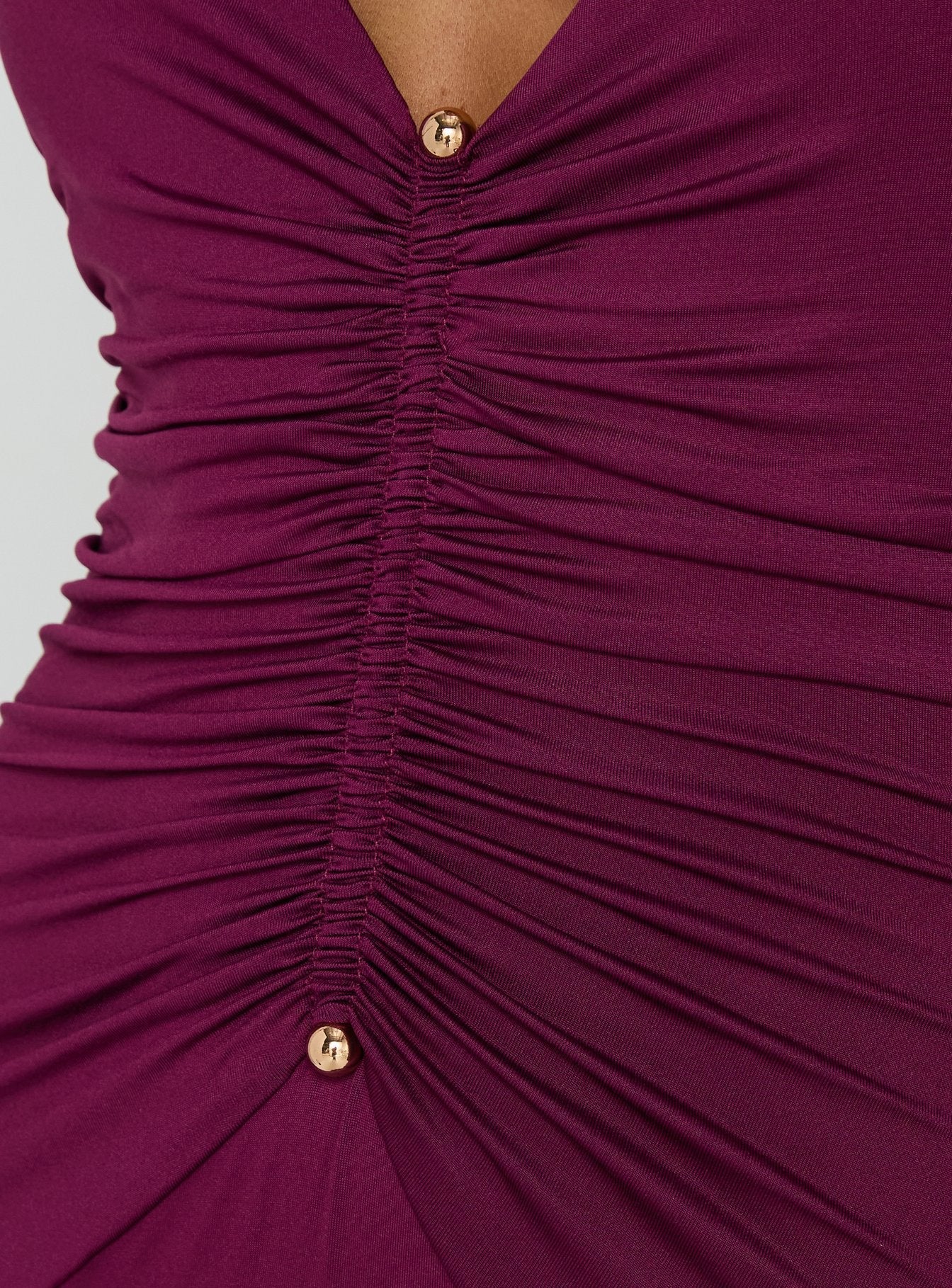 Erene Ruched Halter Maxi Dress Berry - Image 5