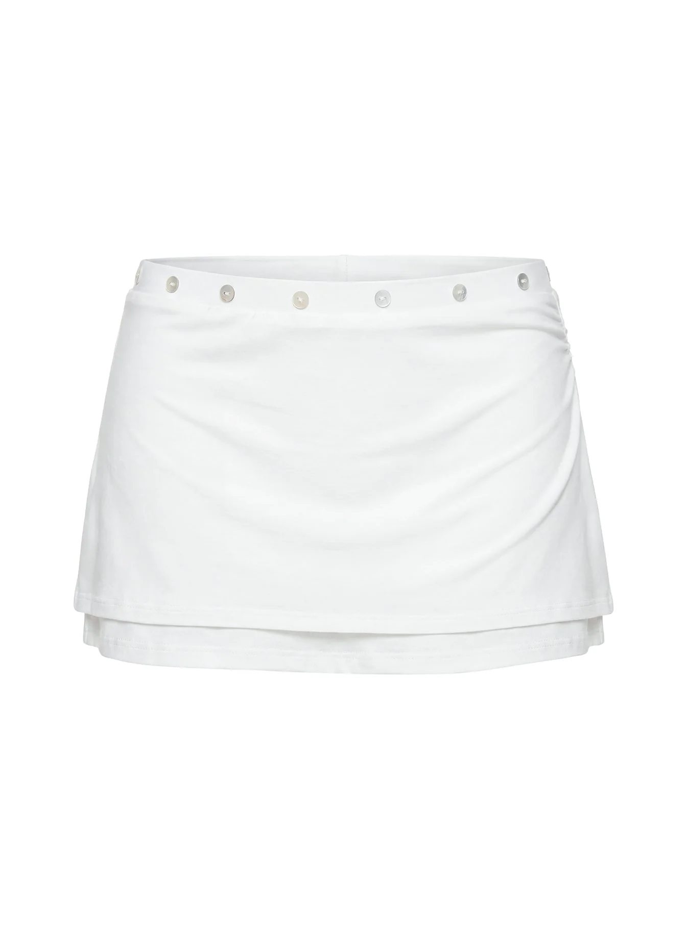 Esperia Button Layered Mini Skirt White - Image 10