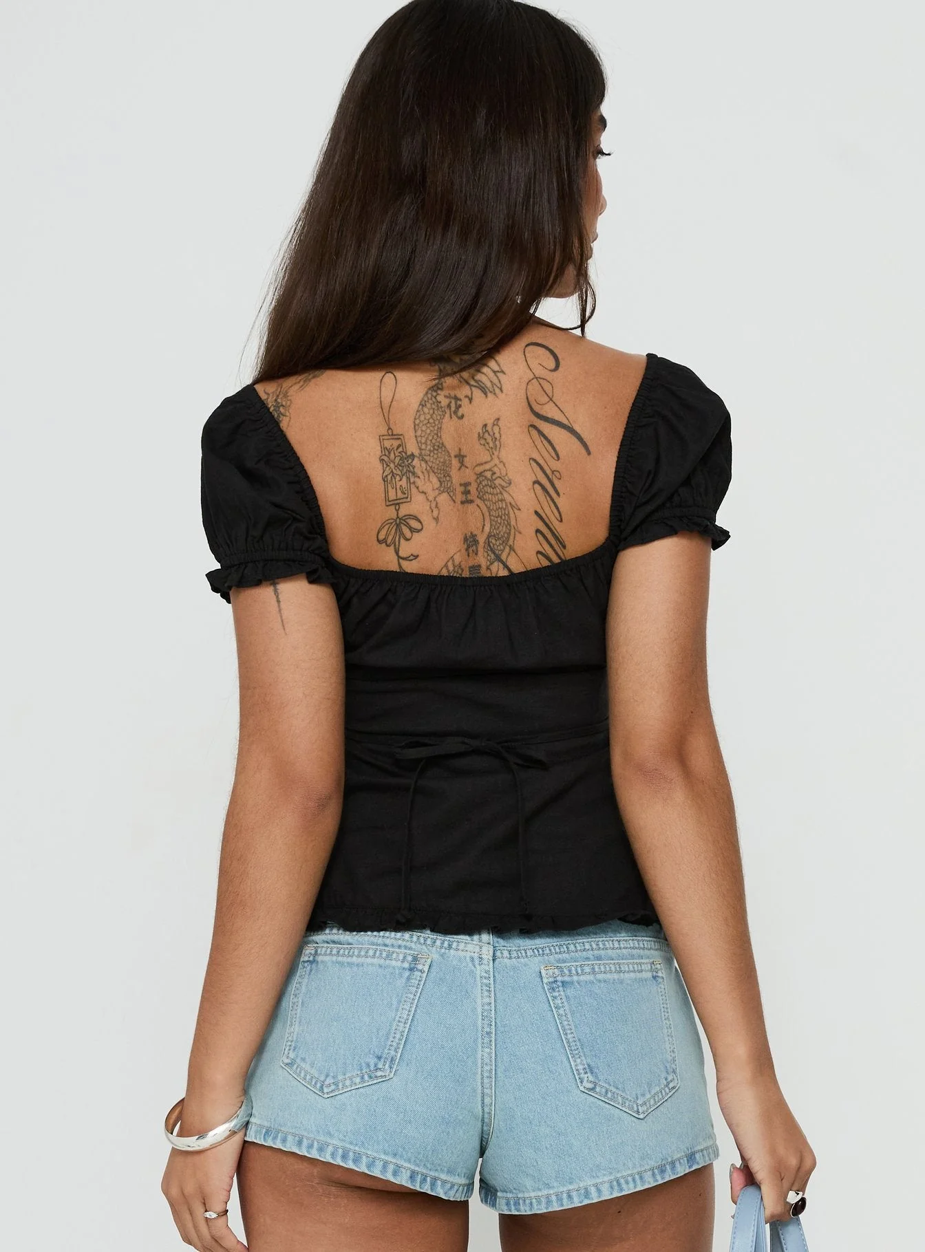 Fabiella Puff Sleeve Blouse Top Black - Image 4