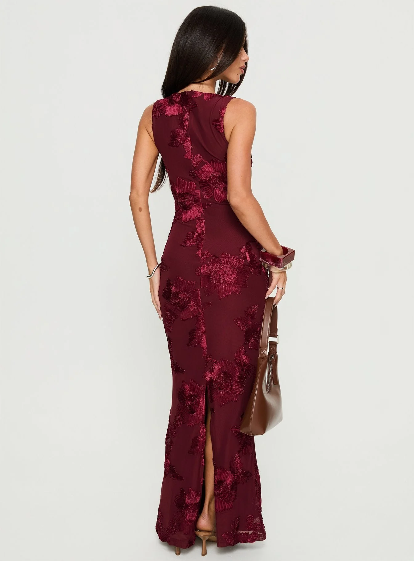 Fionna Floral Maxi Dress Burgundy - Image 5