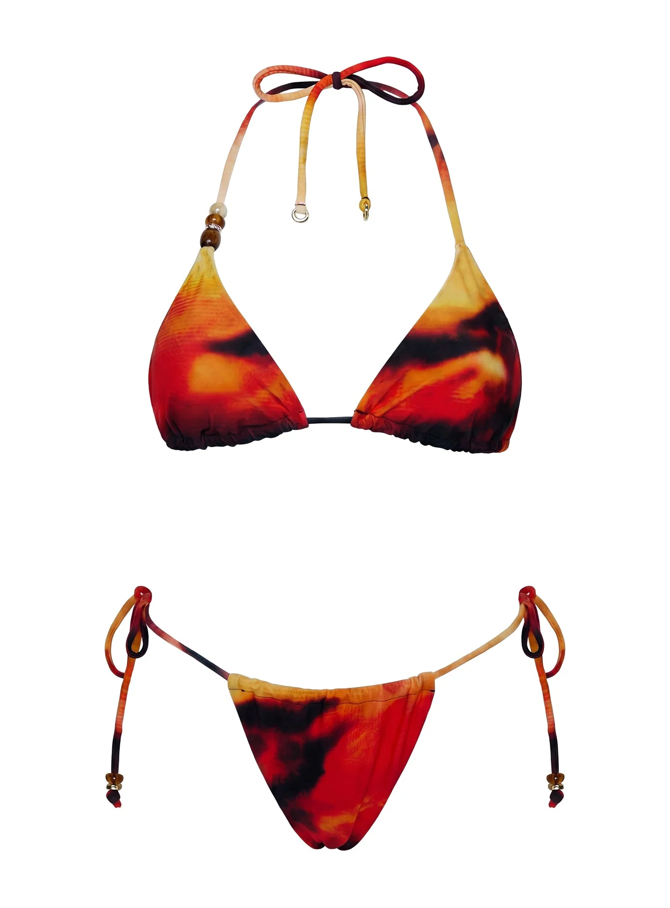 Fleura Tie Side Beaded Bikini Bottom Orange Multi - Image 5