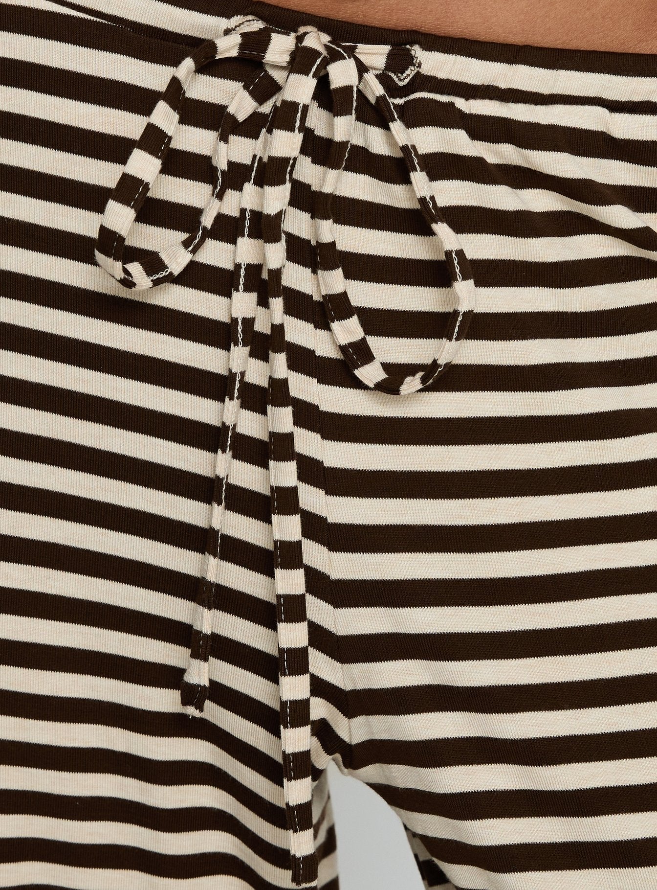 Gavrielle Jersey Wide Leg Trousers Chocolate / Cream Stripe - Image 6