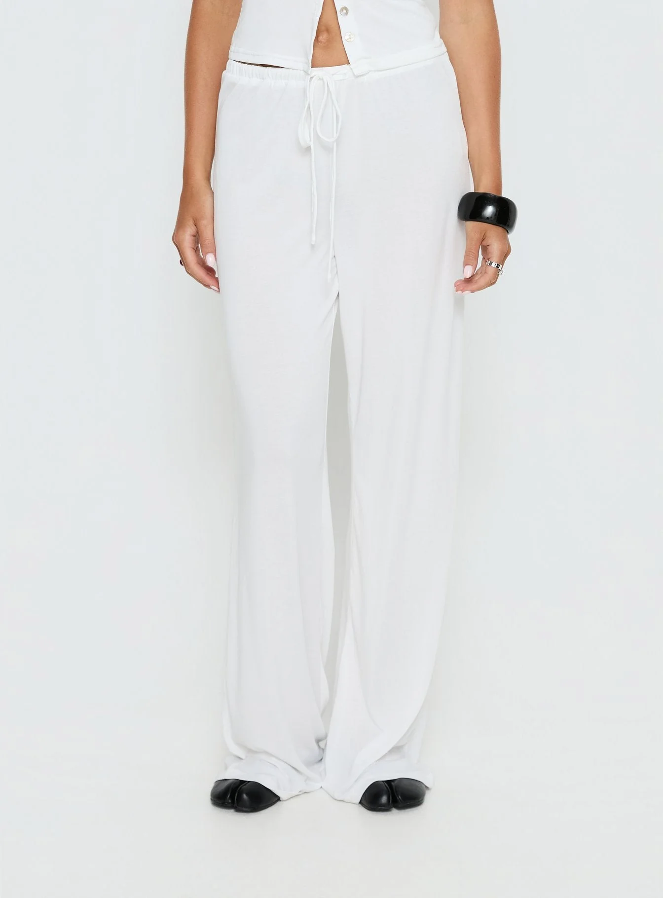 Gavrielle Jersey Wide Leg Trousers White - Image 2