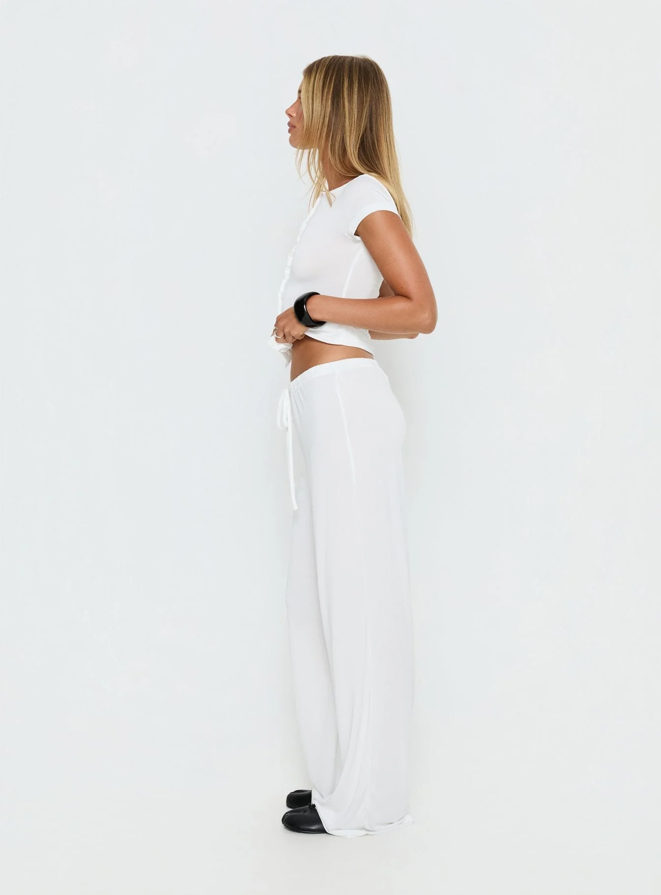 Gavrielle Jersey Wide Leg Trousers White - Image 4