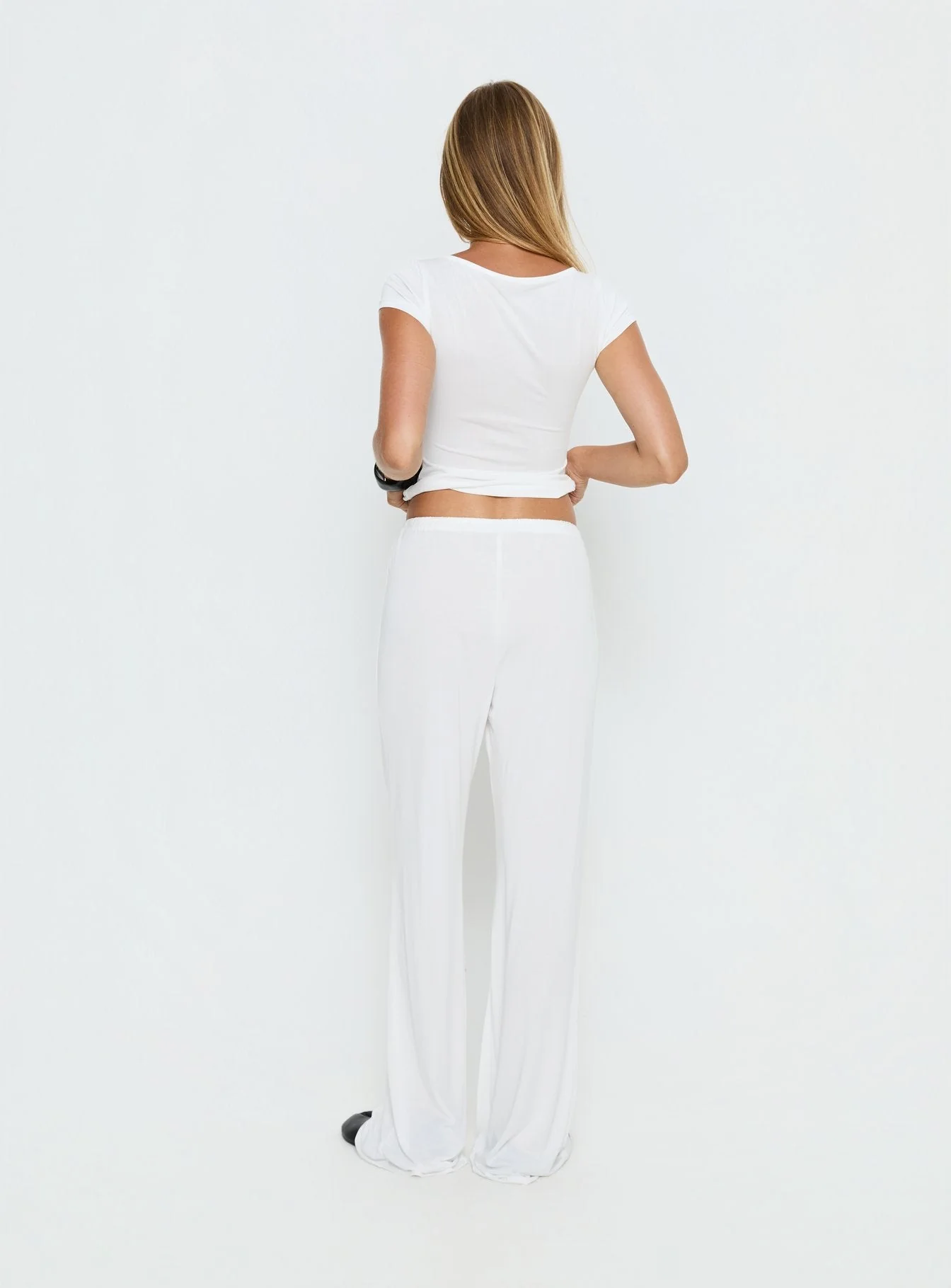 Gavrielle Jersey Wide Leg Trousers White - Image 5