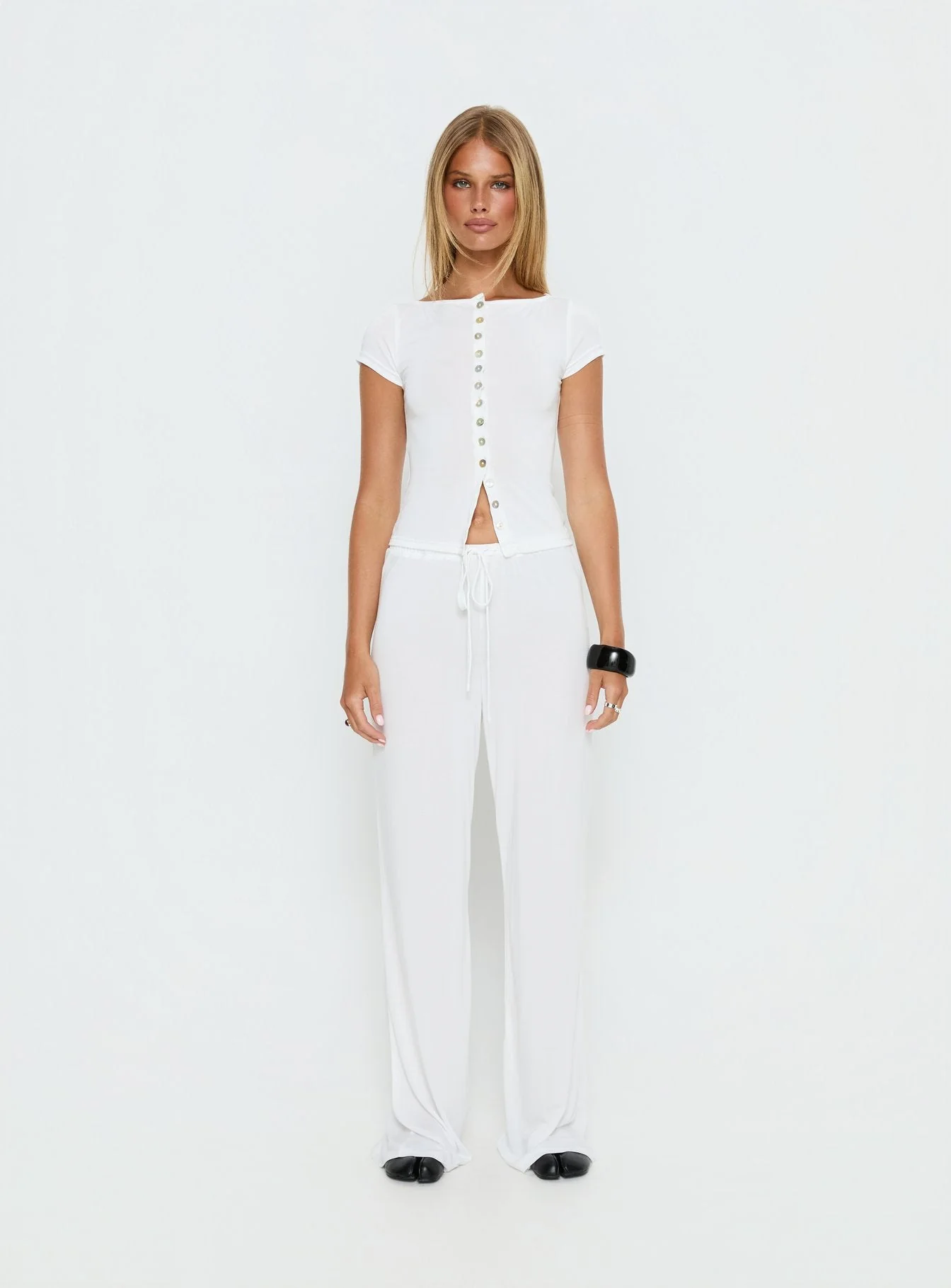 Gavrielle Jersey Wide Leg Trousers White - Image 7