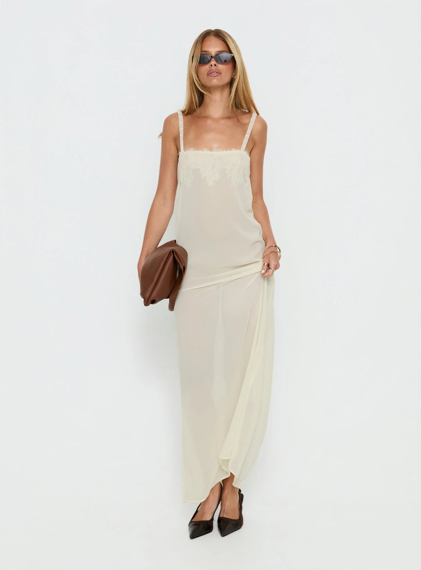 Glacial Sheer Maxi Dress Butter - Image 3