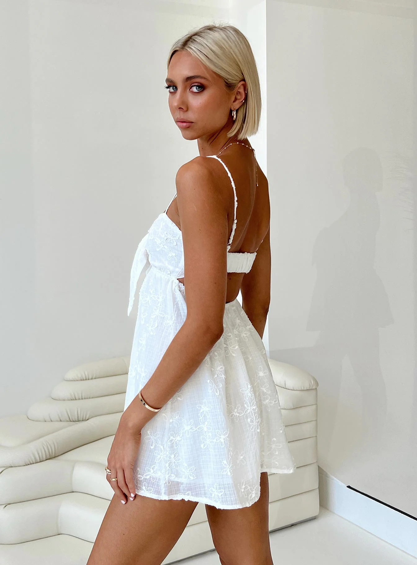Granno Mini Dress White - Image 4