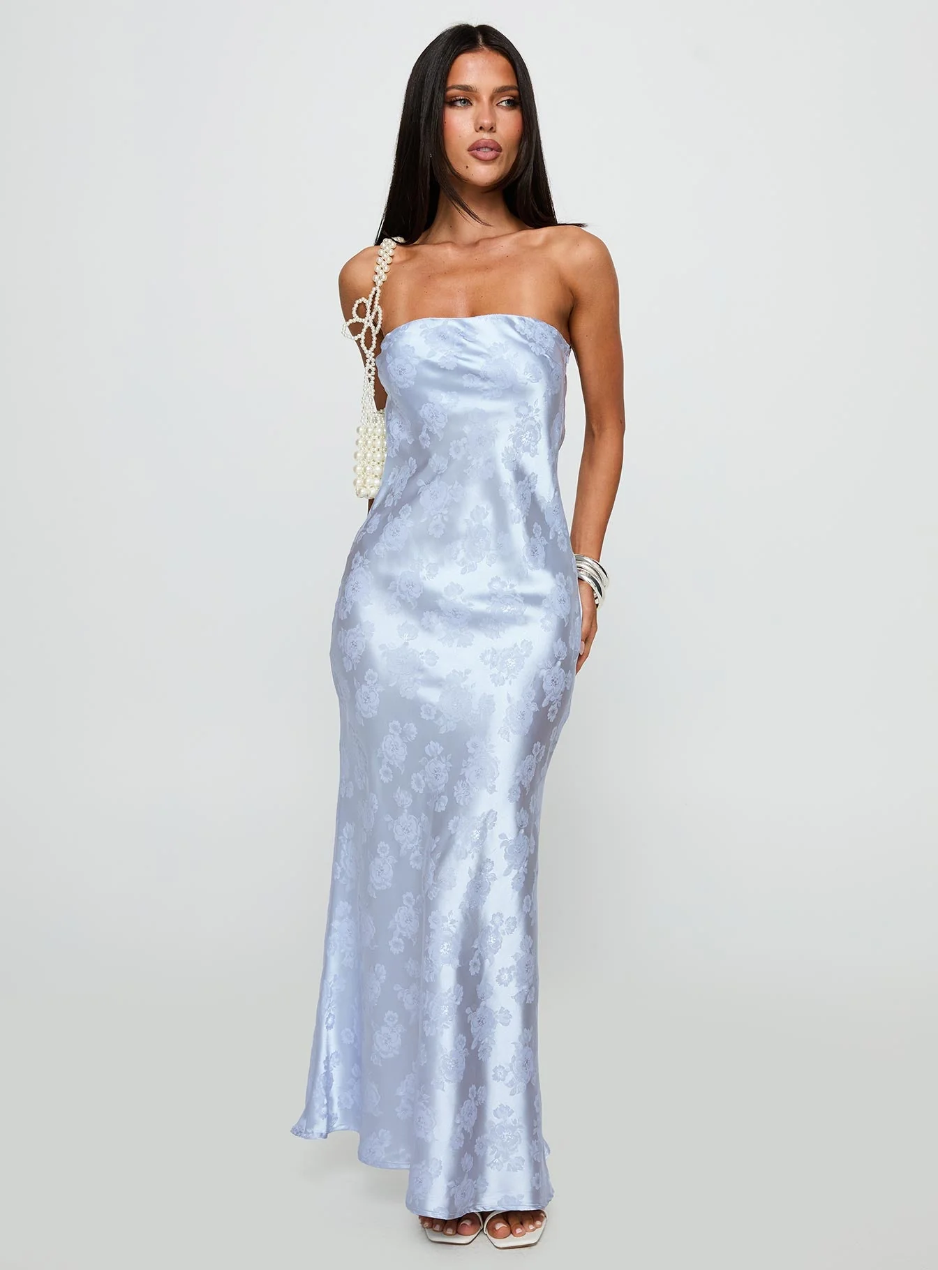 Haley Maxi Dress Blue Jacquard - Image 3
