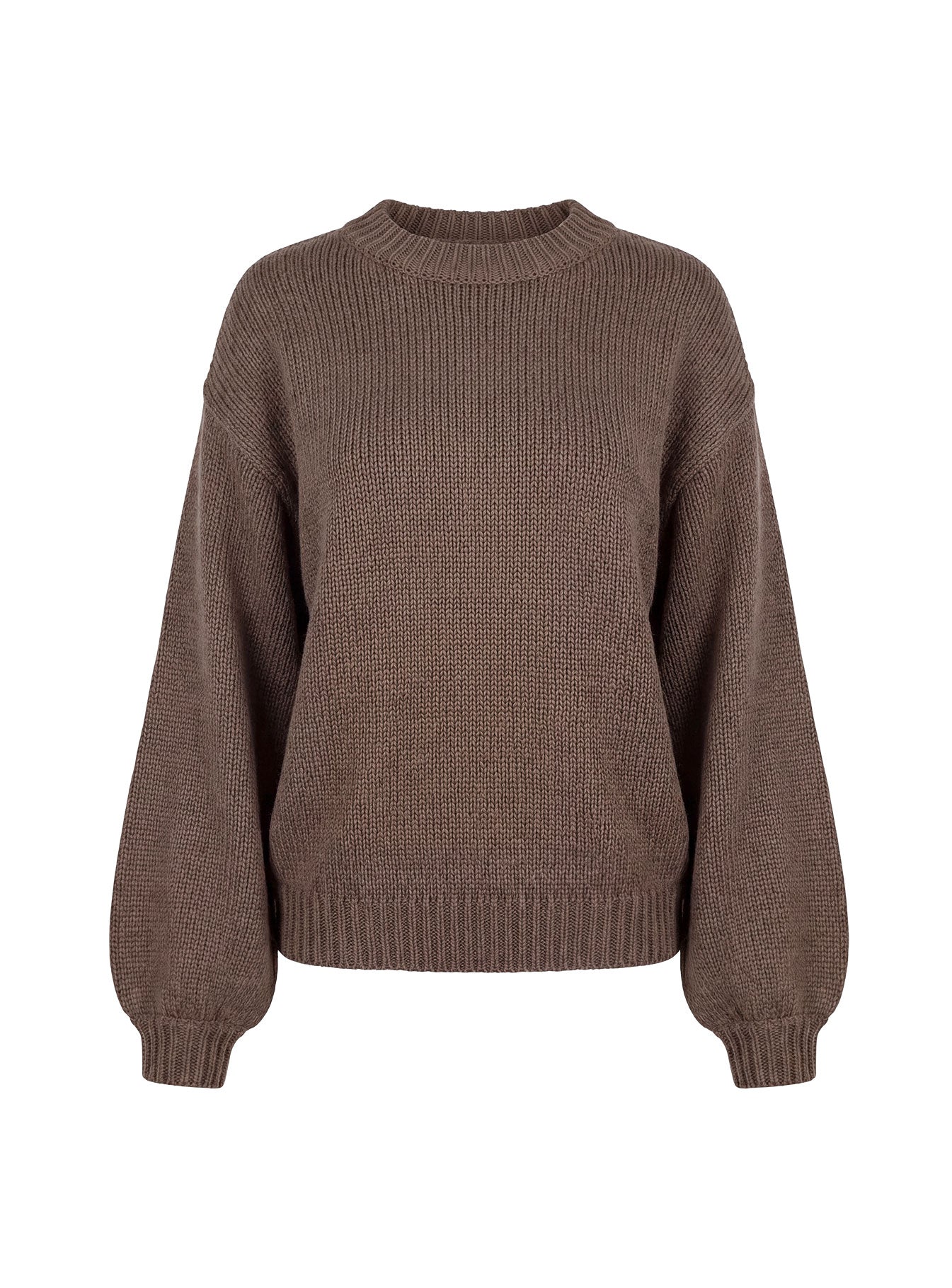 Harmony Balloon Sleeve Knit Sweater Dark Brown - Image 13