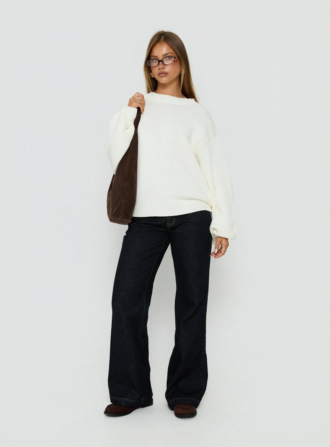 Harmony Balloon Sleeve Knit Sweater White - Image 3