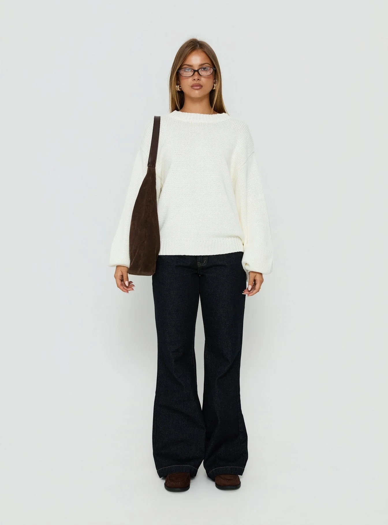 Harmony Balloon Sleeve Knit Sweater White - Image 7