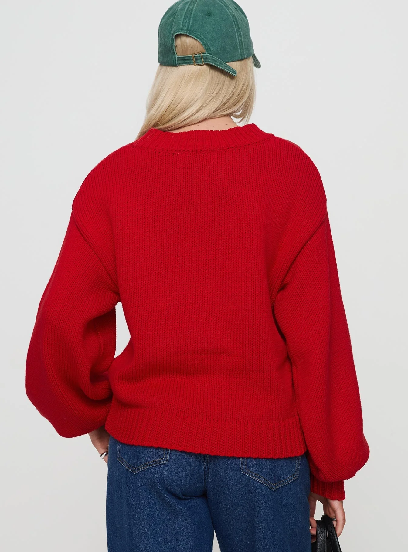 Harmony Balloon Sleeve Knit Jumper Red - Image 5