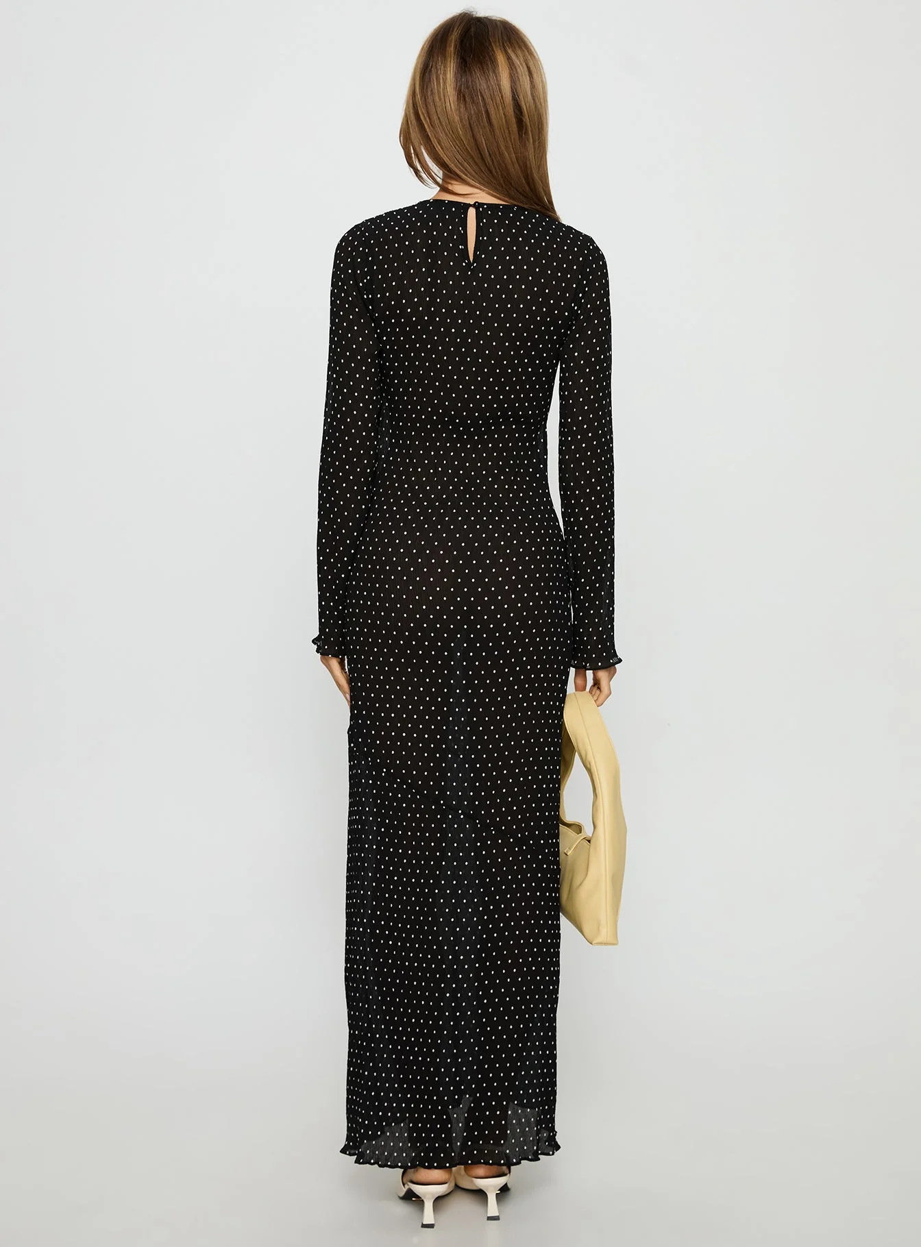 Haven Long Sleeve Maxi Dress Noir Polka - Image 5