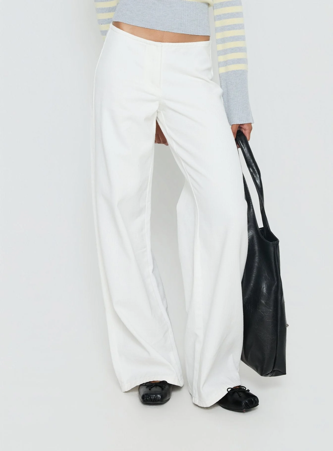 Hereos Mid Rise Baggy Leg Jeans White - Image 2