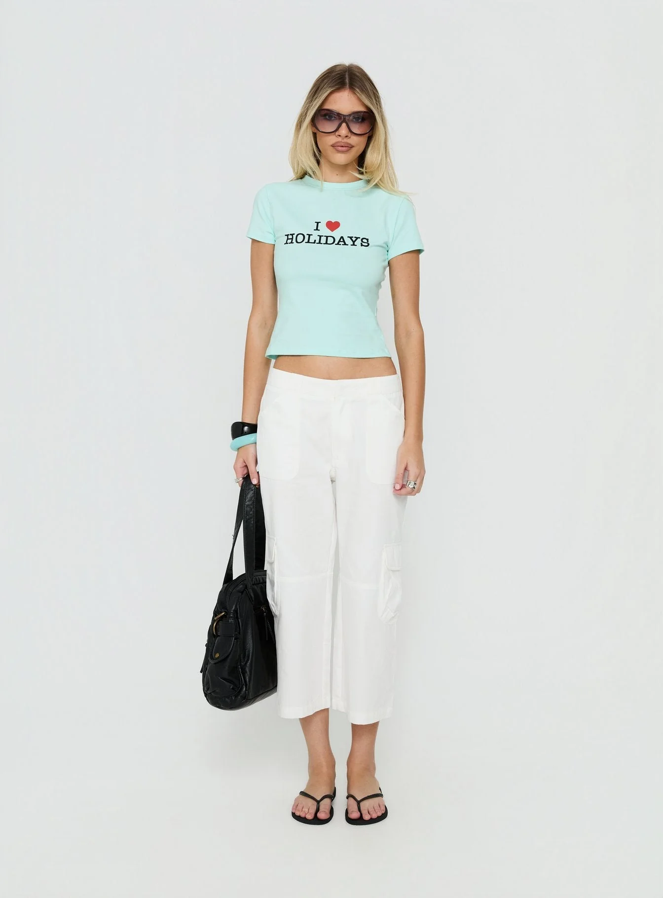 I Love Holidays Graphic Baby Tee Jelly Mint - Image 7