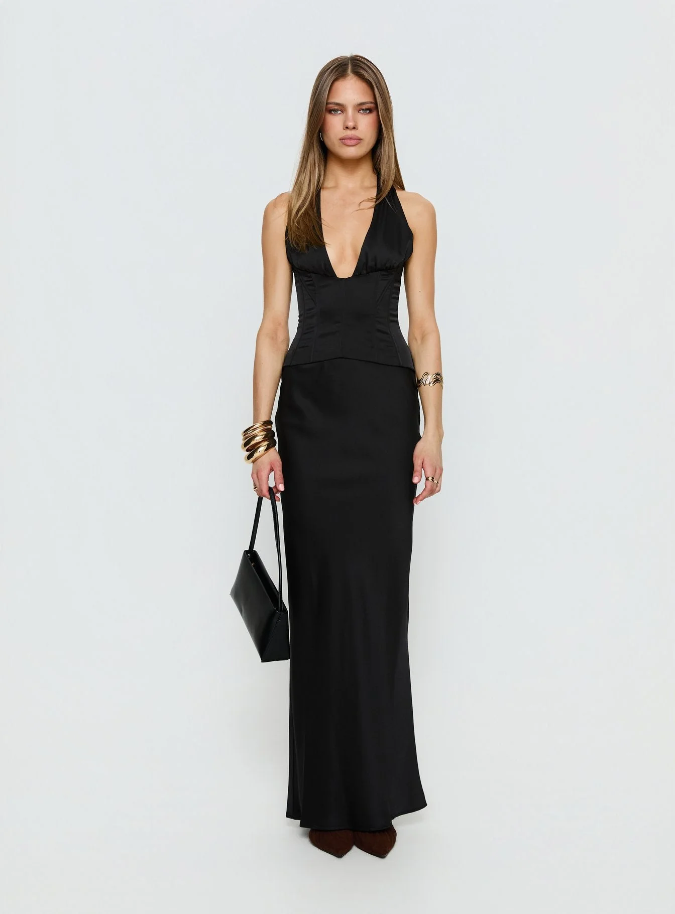 In A Trance Halter Corset Maxi Dress Black - Image 7