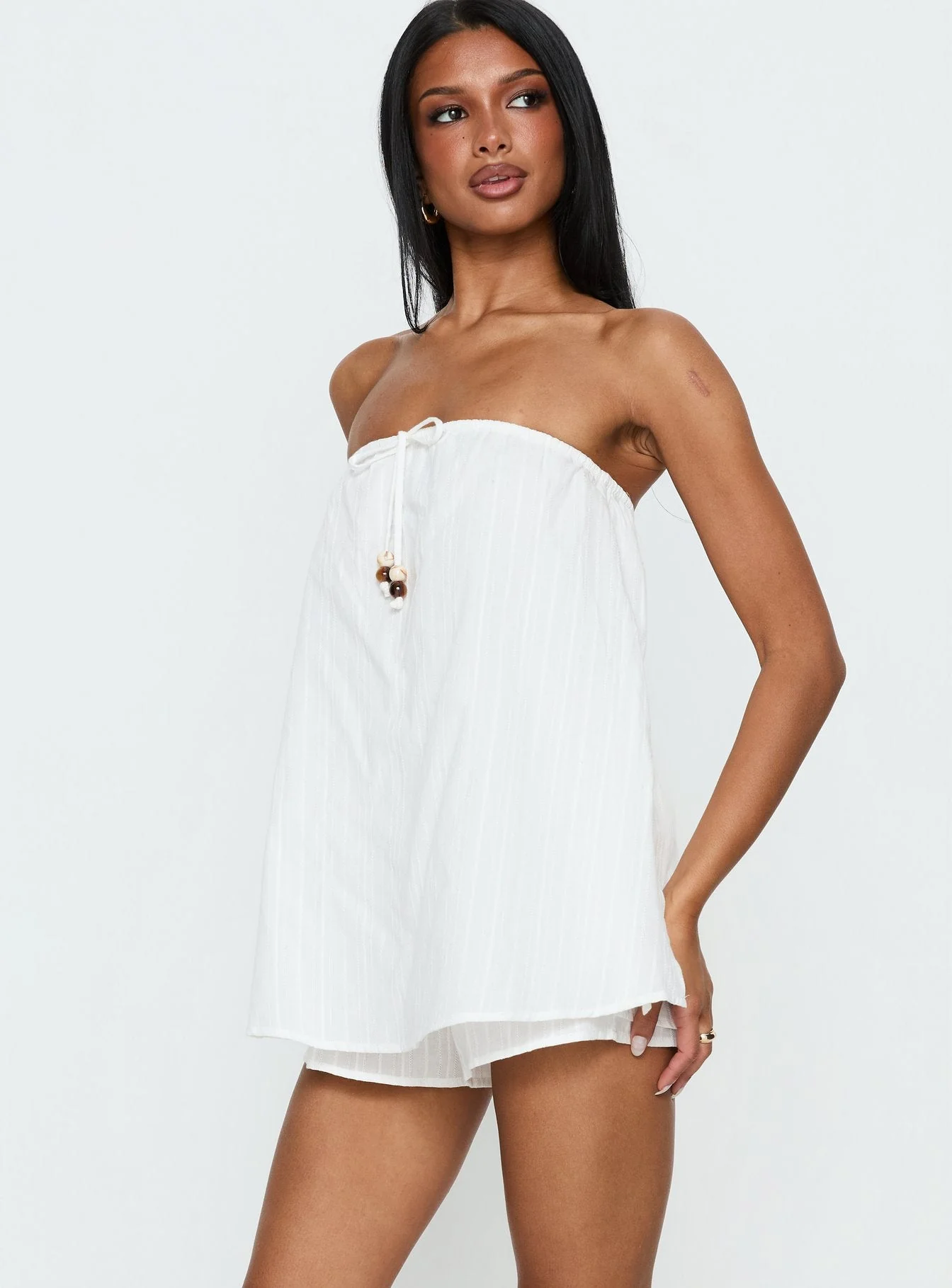 Isafelia Strapless Romper Off White - Image 4
