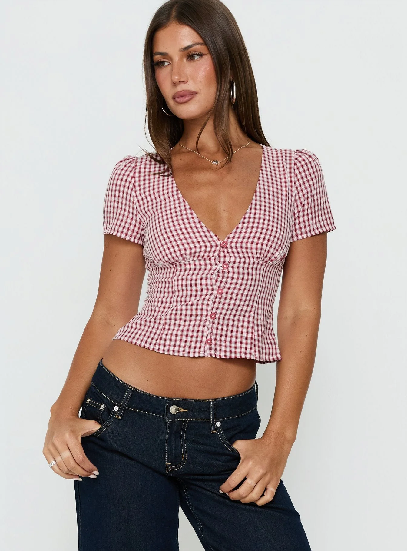 Isolda Top Red Gingham - Image 2