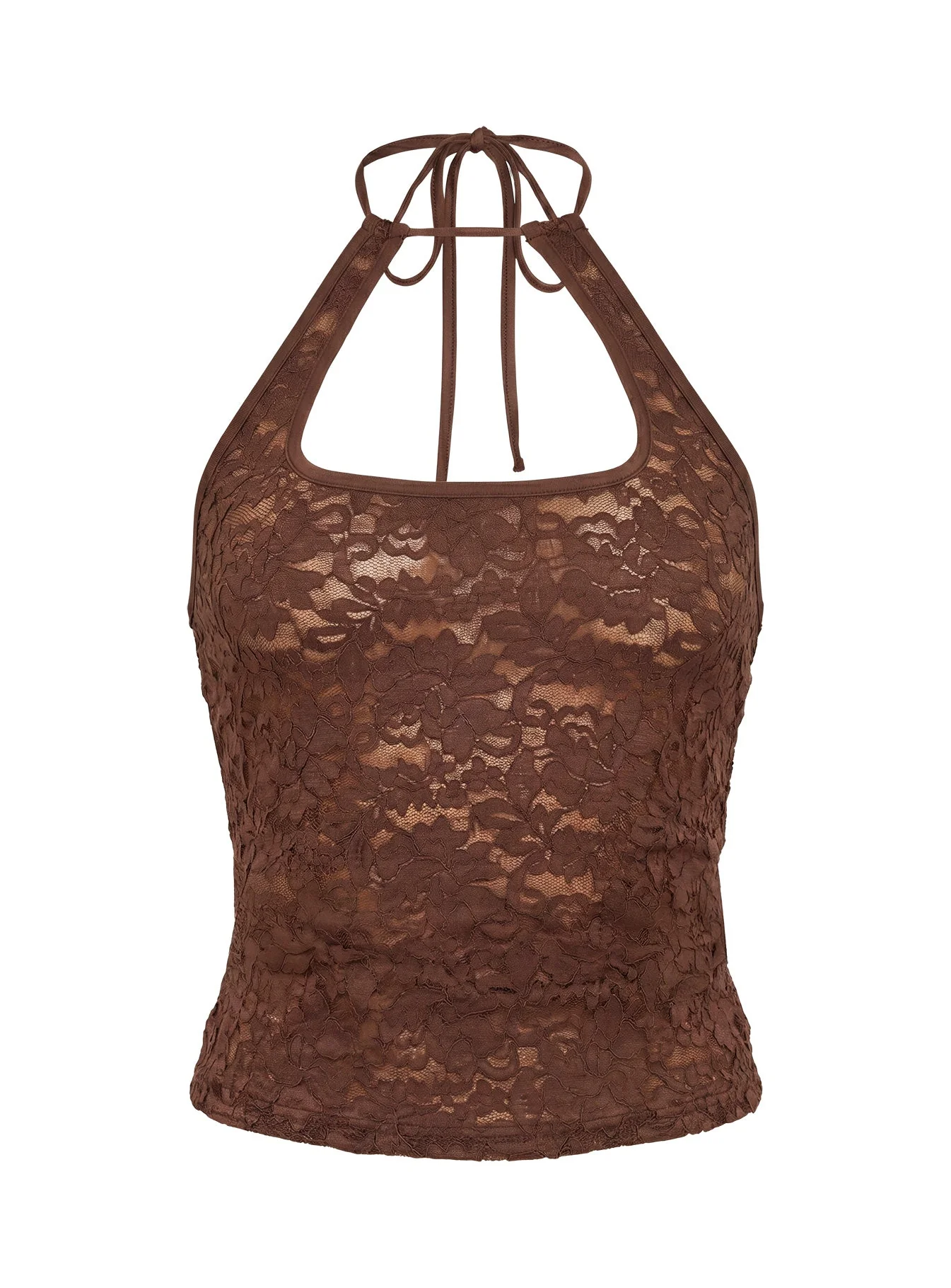 Janais Lace Tie Neck Top Chocolate - Image 9