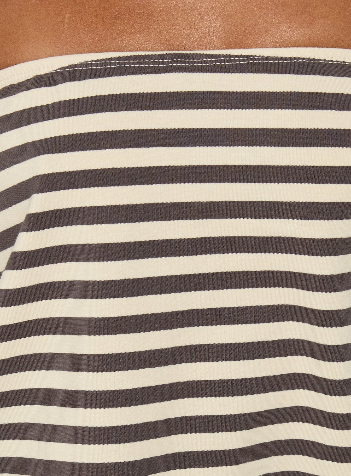Karalee Strapless Blouson Mini Dress Charcoal / Cream Stripe - Image 6