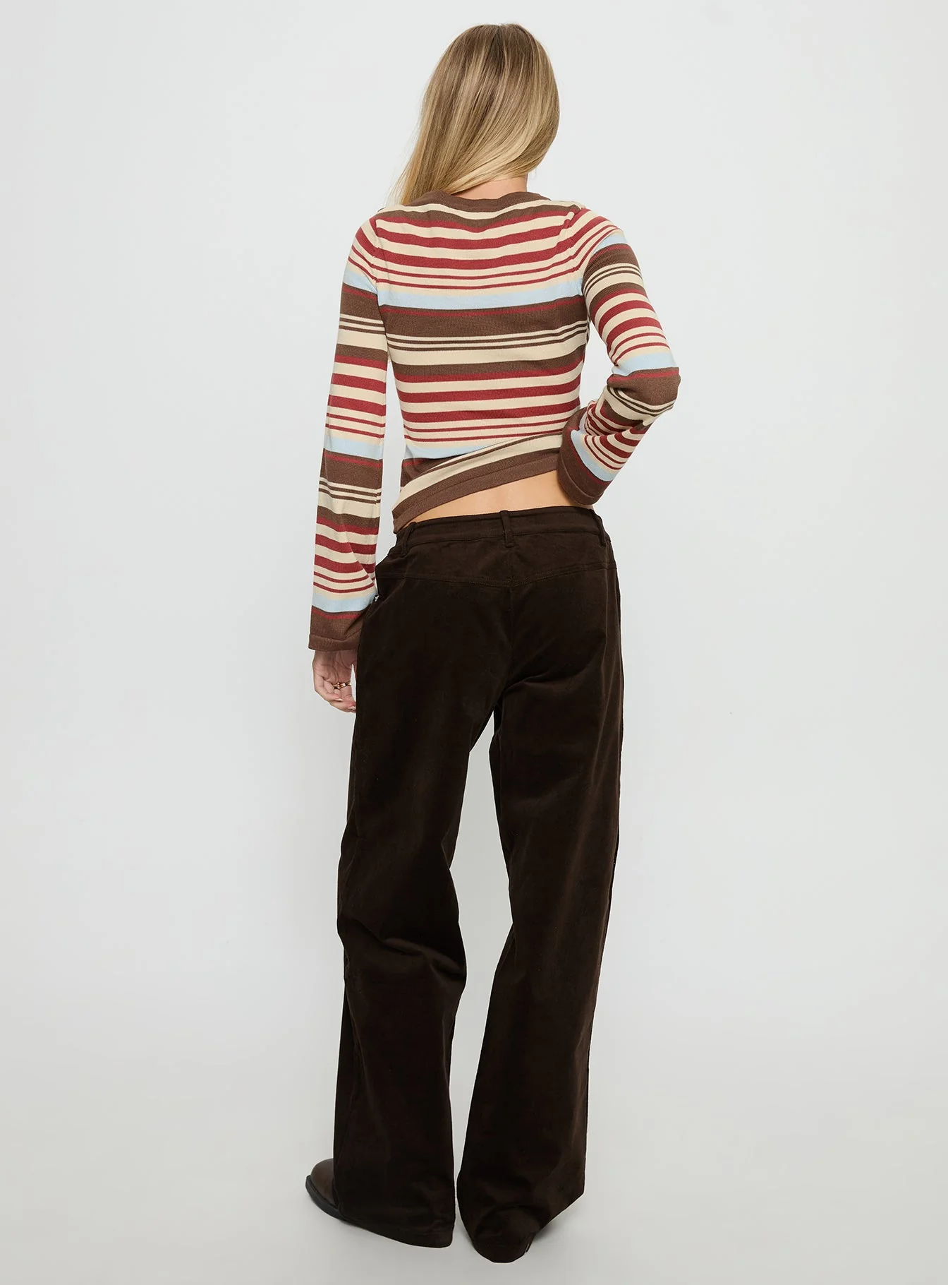 Kenza Wide Leg Corduroy Trousers Brown - Image 5