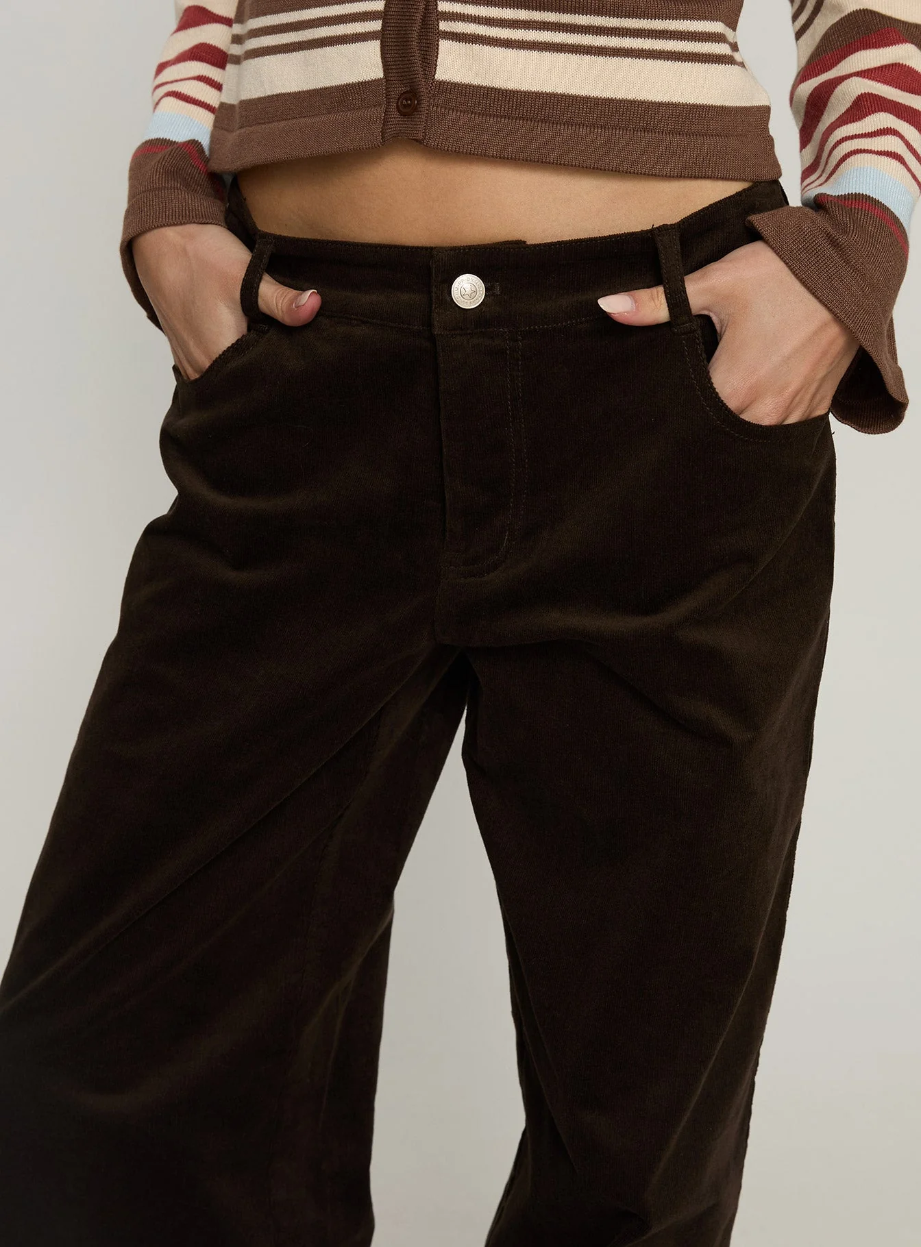 Kenza Wide Leg Corduroy Trousers Brown - Image 6