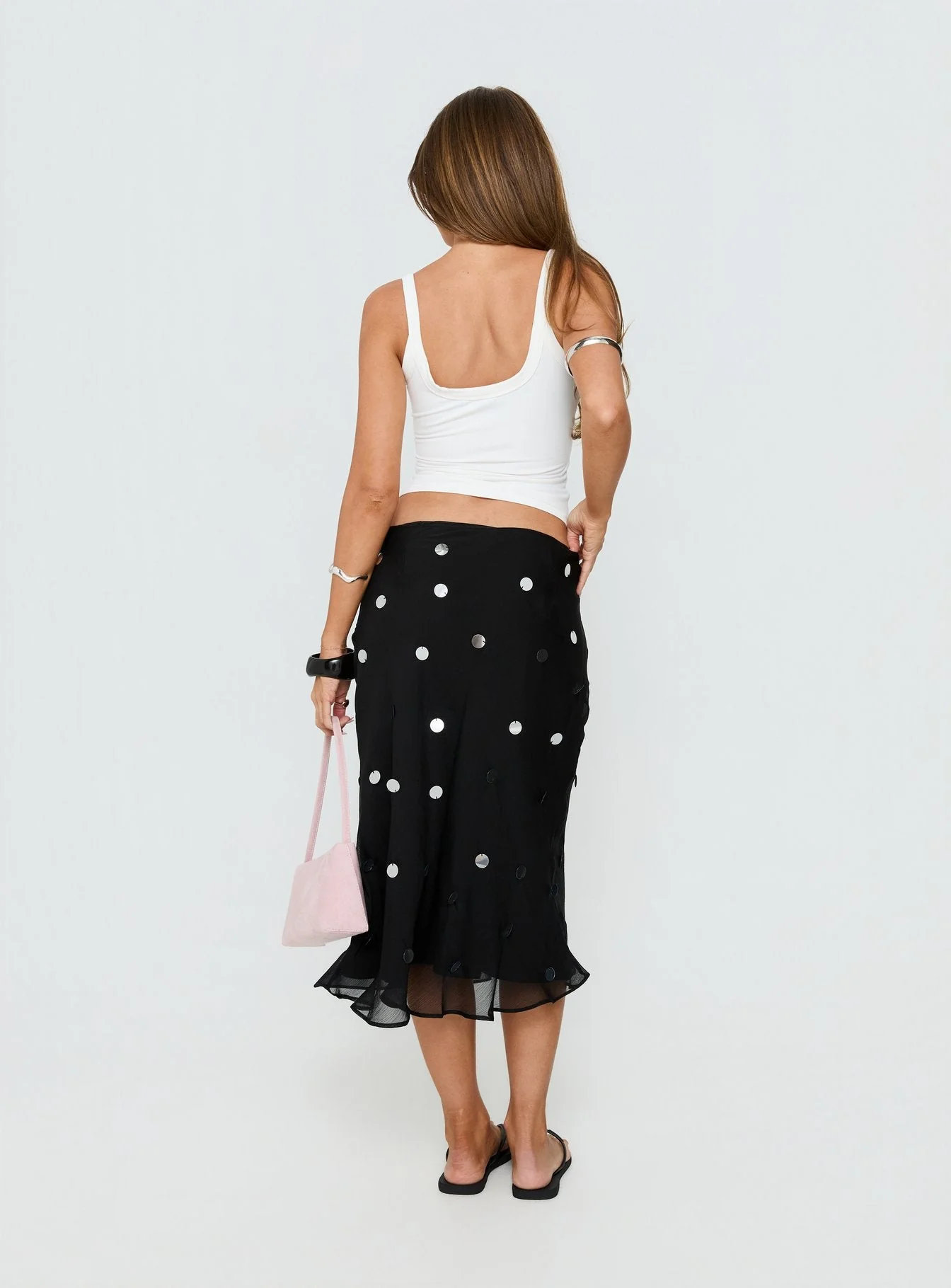 Kessiah Sequin Midi Skirt Black - Image 5