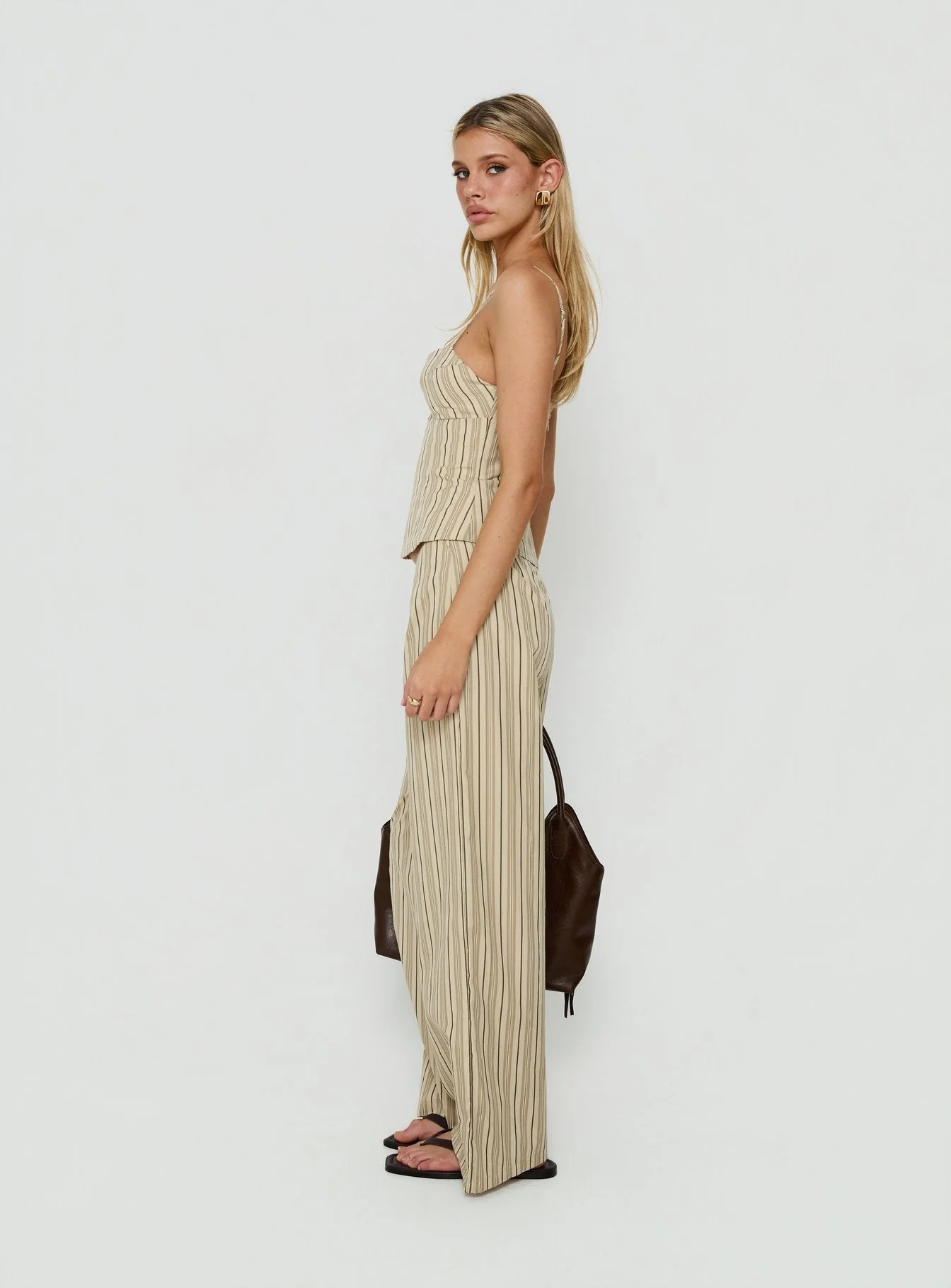Kierstyn Corset Set Beige Stripe - Image 4