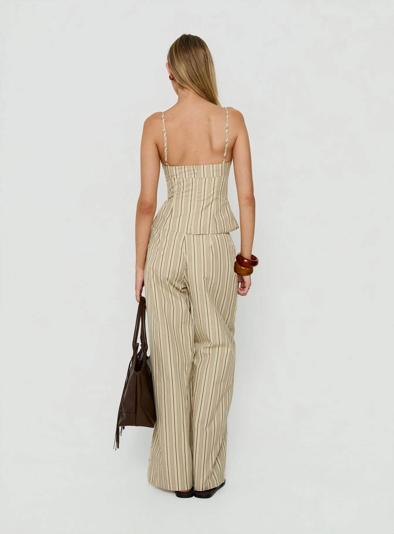 Kierstyn Corset Set Beige Stripe - Image 5