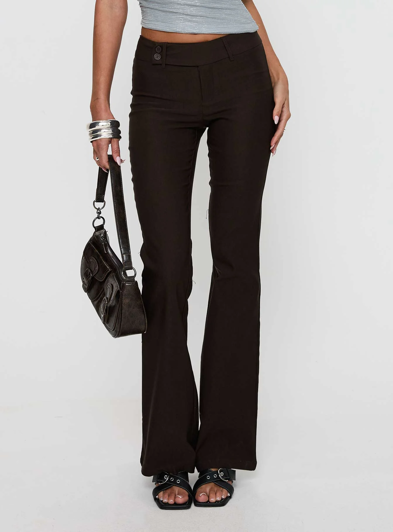 Kinkirk Flared Trousers Chocolate Petite - Image 2