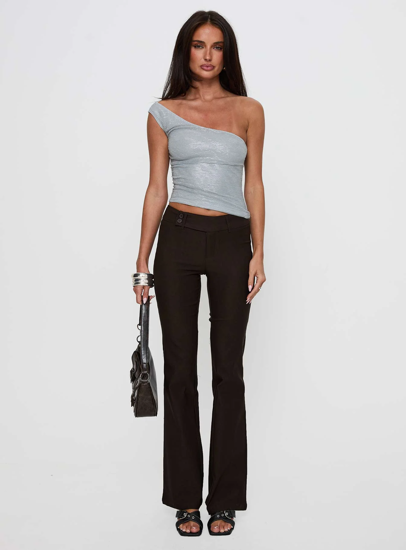 Kinkirk Flared Trousers Chocolate Petite - Image 7