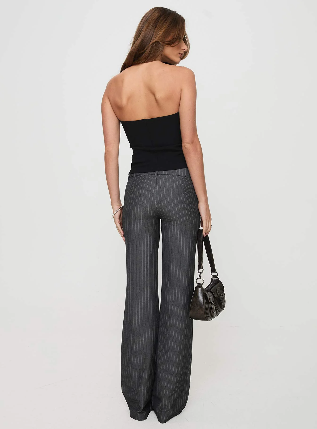 Kinkirk Flared Pants Grey Pinstripe - Image 5
